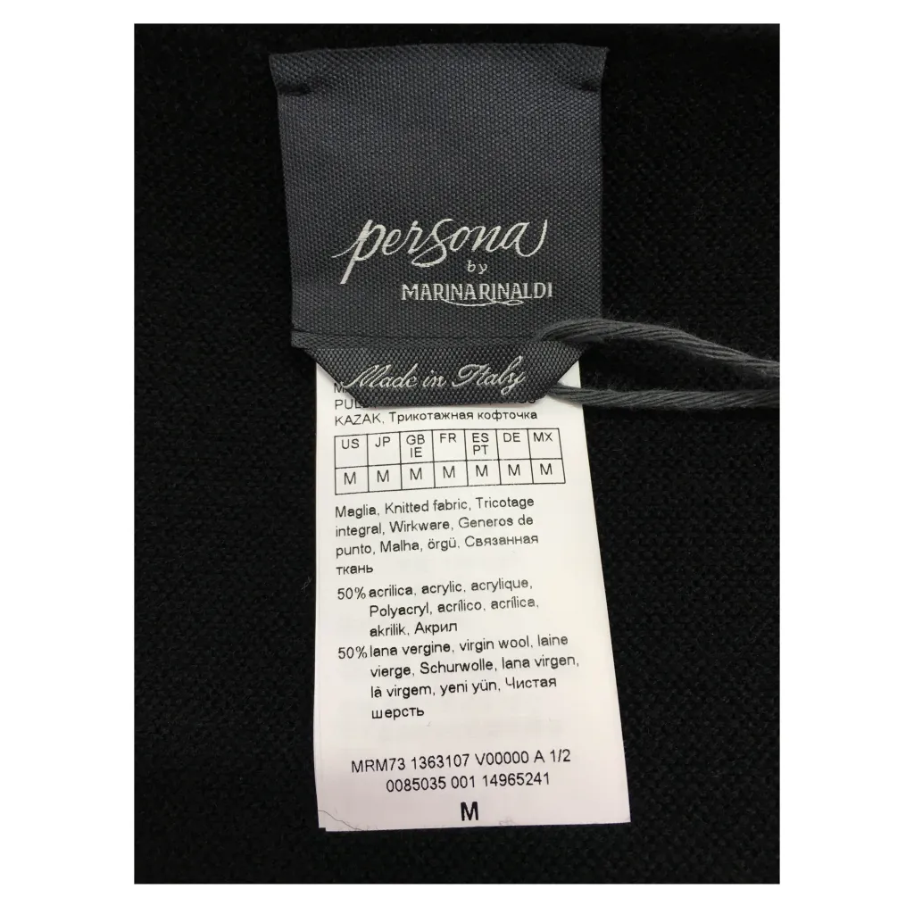 PERSONA by Marina Rinaldi maglia donna nera mod ALTO 50% lana 50% acrilico MADE IN ITALY
