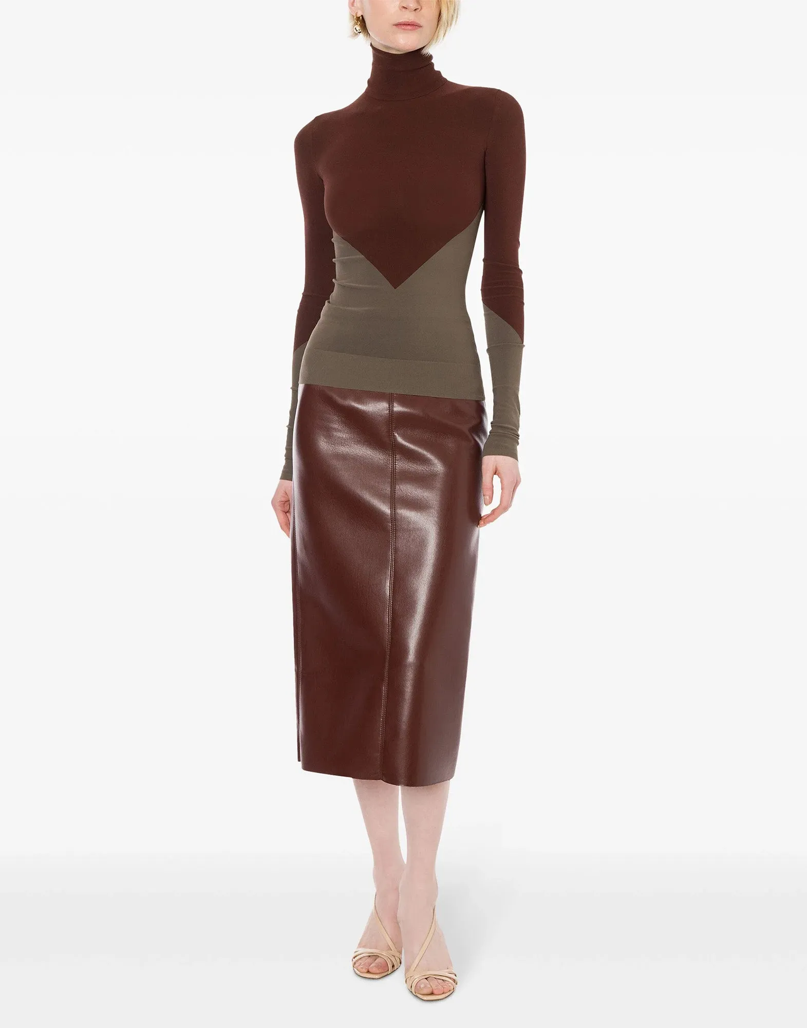 PHILOSOPHY Gonna Midi in Ecopelle Marrone