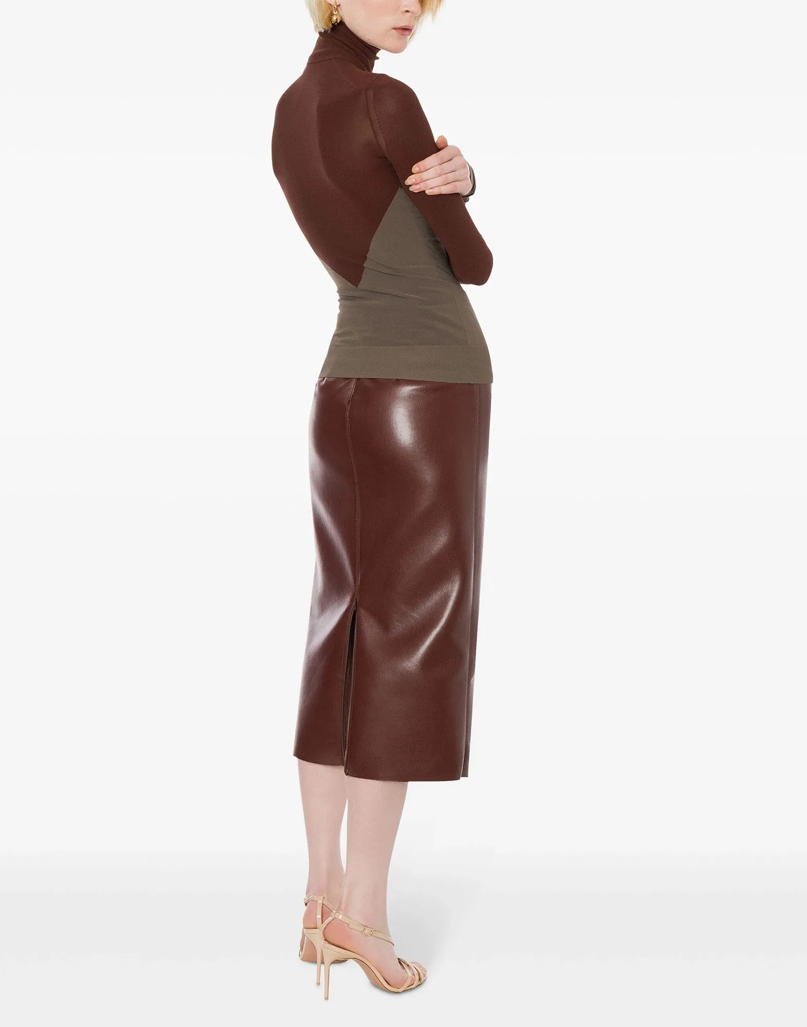 PHILOSOPHY Gonna Midi in Ecopelle Marrone