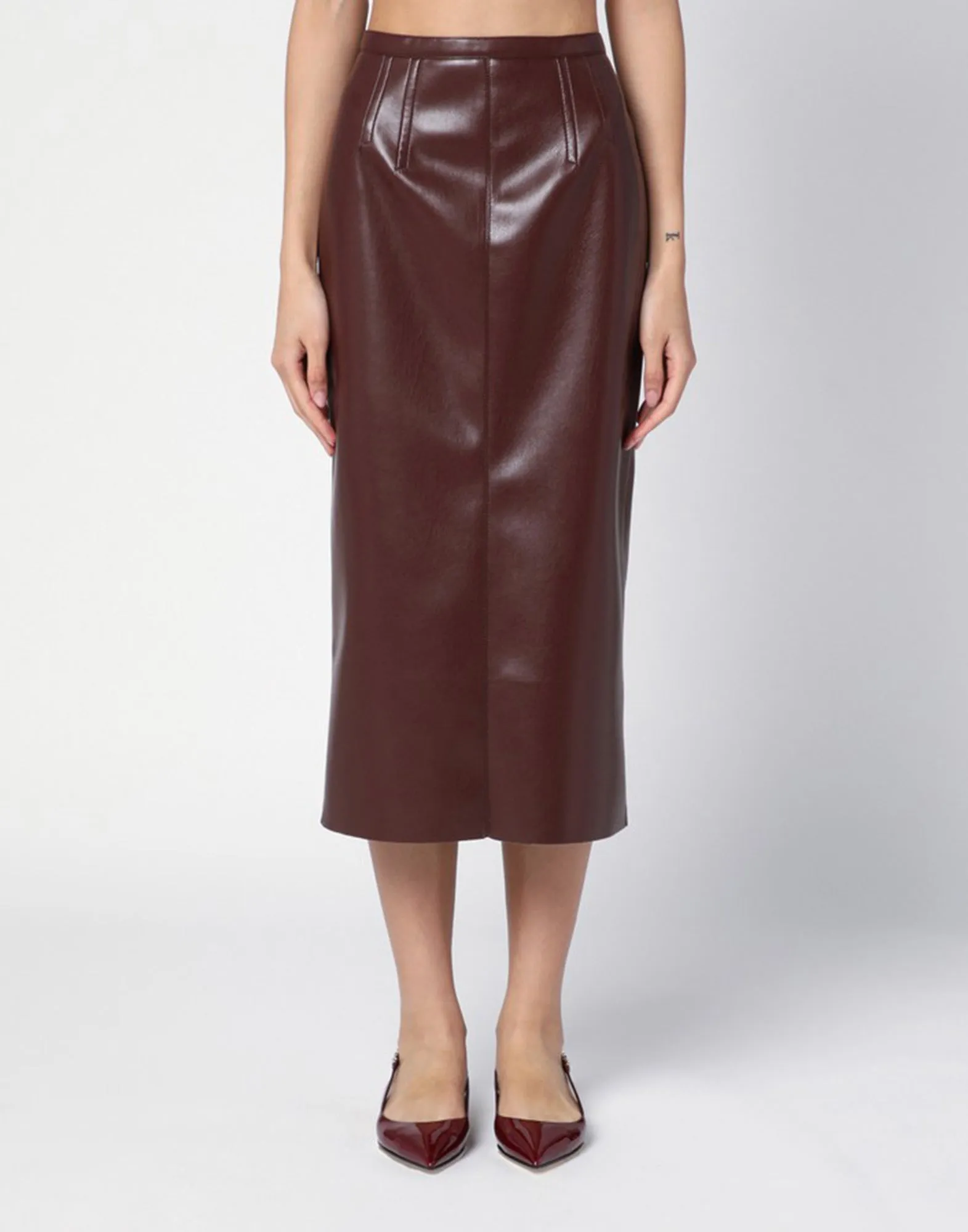 PHILOSOPHY Gonna Midi in Ecopelle Marrone