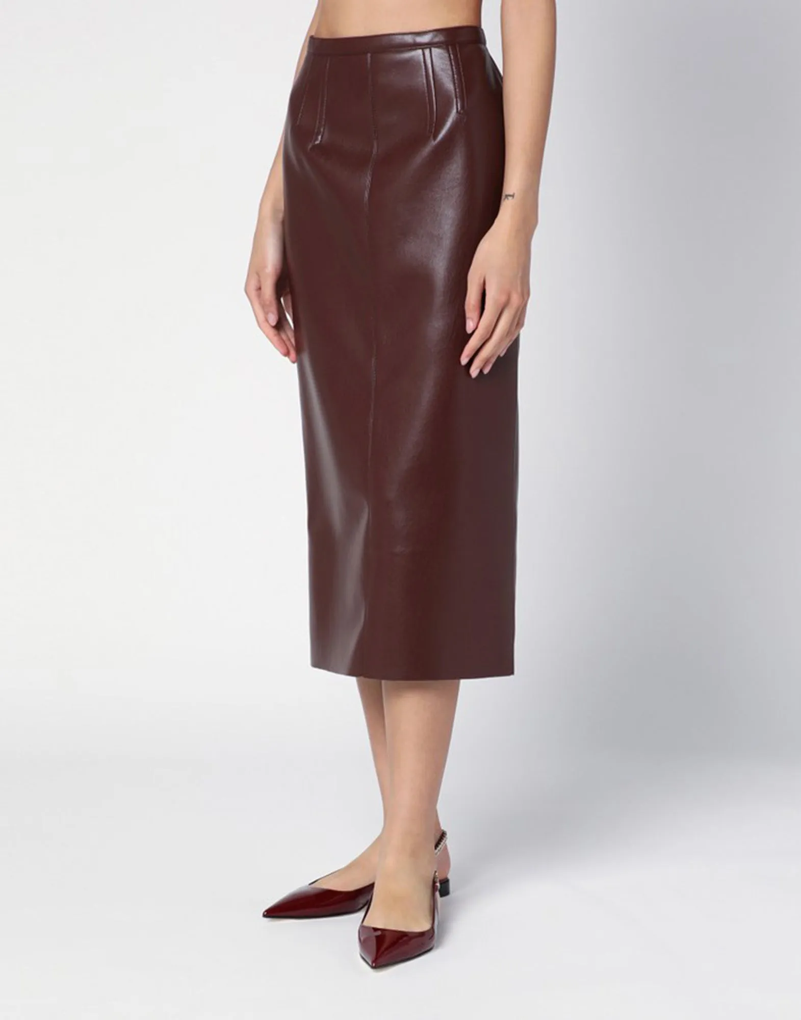 PHILOSOPHY Gonna Midi in Ecopelle Marrone