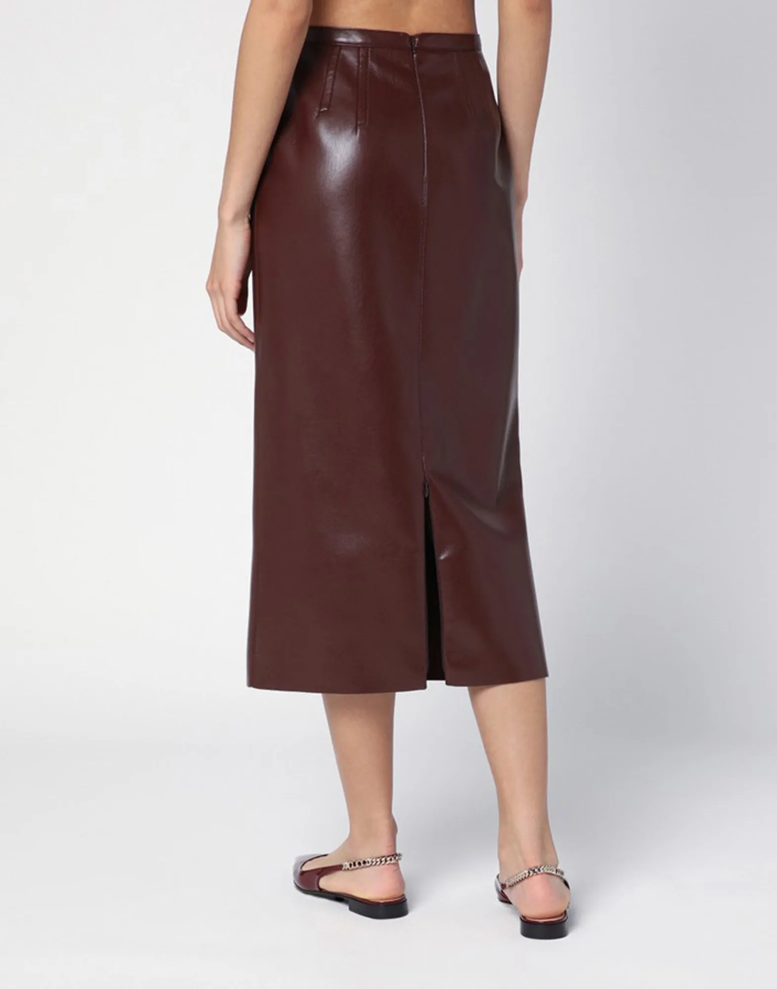 PHILOSOPHY Gonna Midi in Ecopelle Marrone