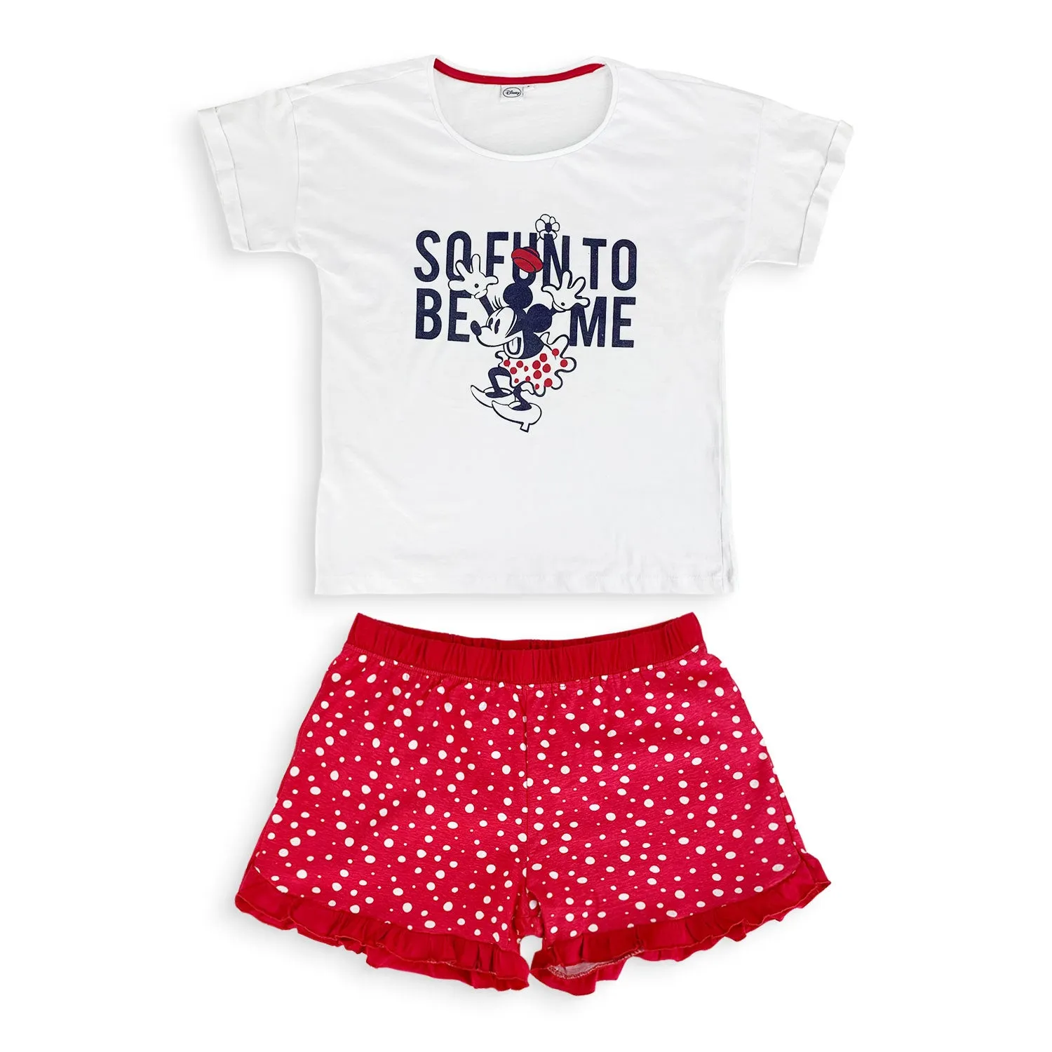 Pigiama corto donna Disney Minnie Mouse t-shirt e pantaloncino in cotone 5186