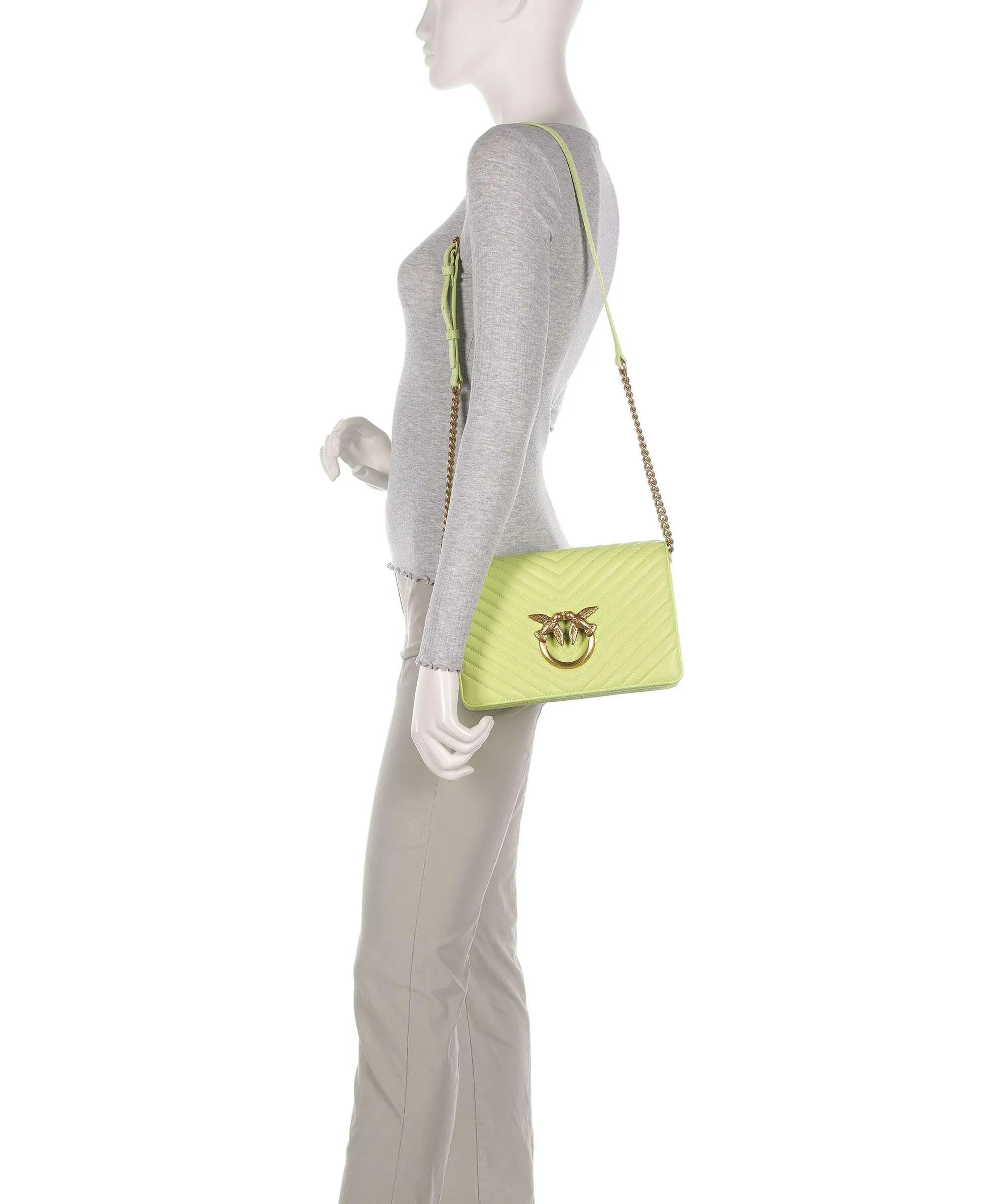  Pinko Love Click Classic Borsa a tracolla pelle di pecora pistacchio  