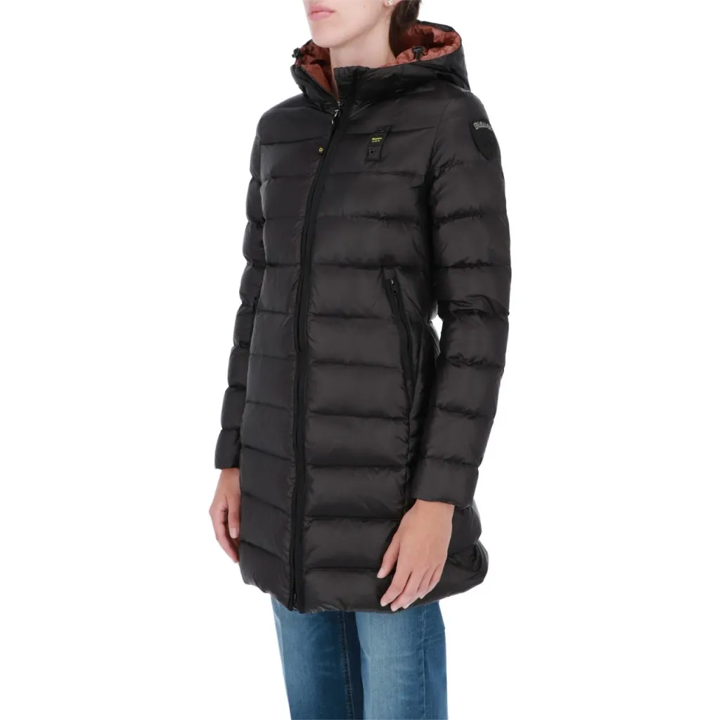 Piumino Blauer Usa Donna Lungo Cappuccio Trench 999RU NERO