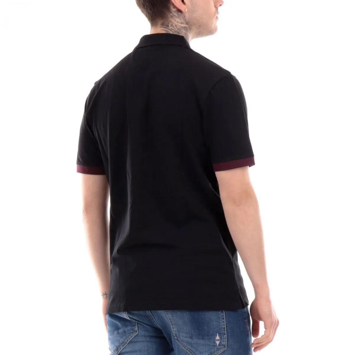 Polo Con Dettagli A Contrasto Black / Burgundy