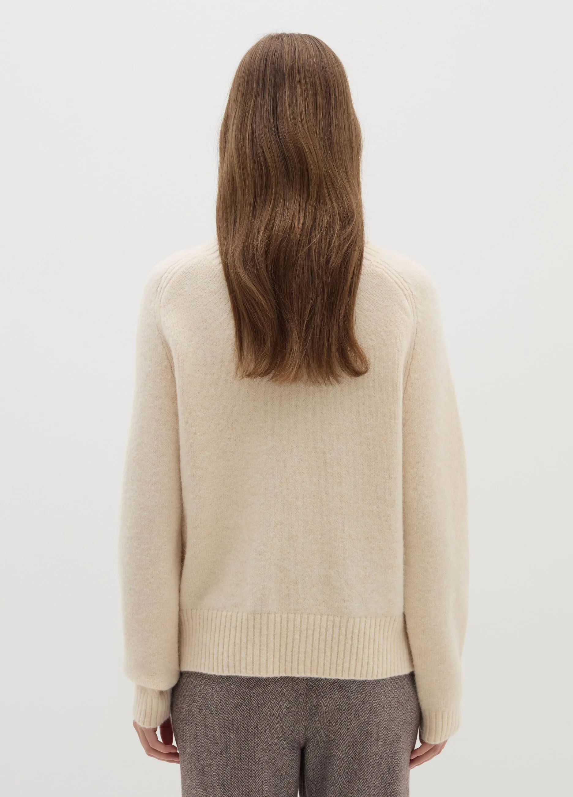 Pullover a collo alto in alpaca e lana