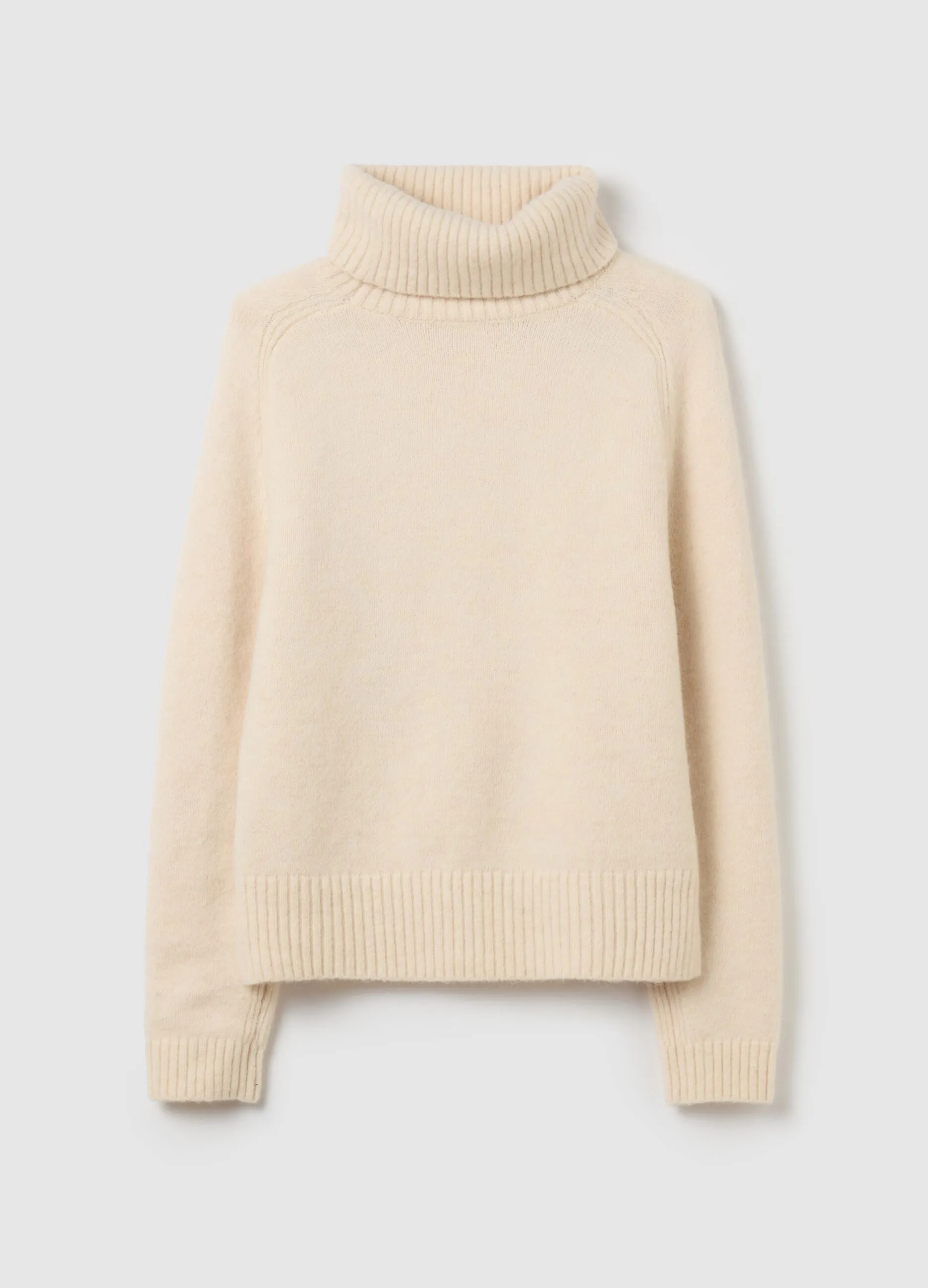 Pullover a collo alto in alpaca e lana