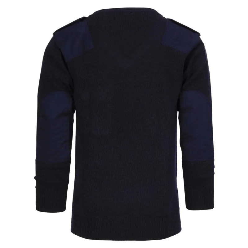 Pullover a maniche lunghe collo a V blu