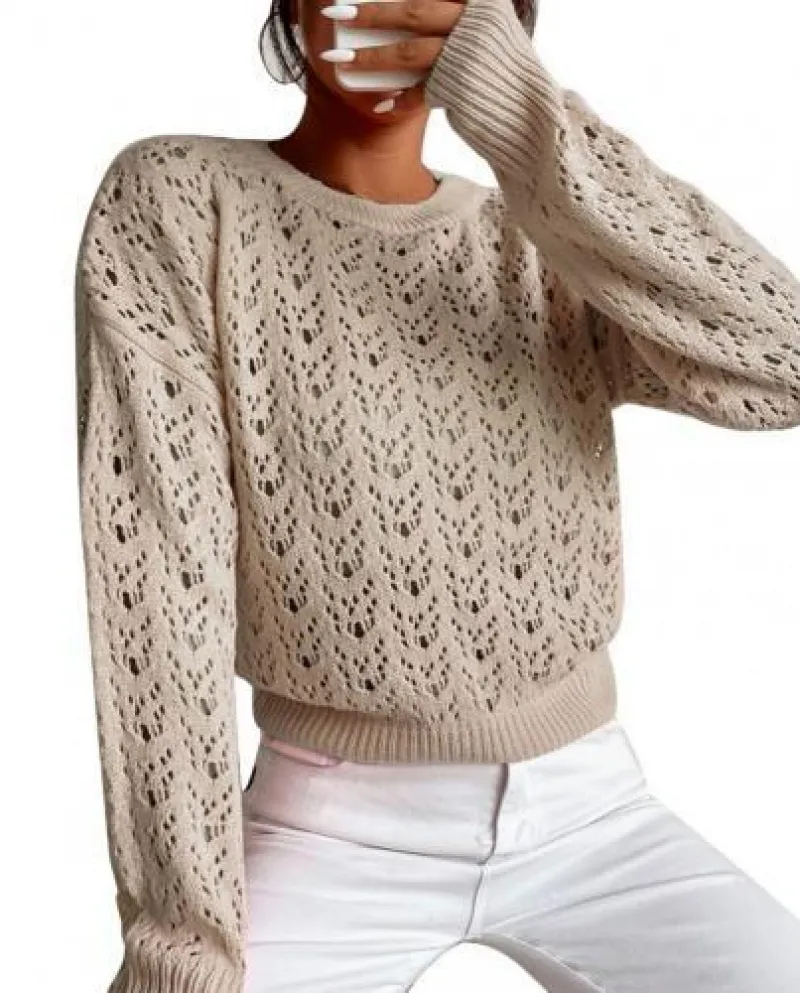 Pullover da donna autunno maglione scava fuori maglioni lavorati a maglia casual Soli