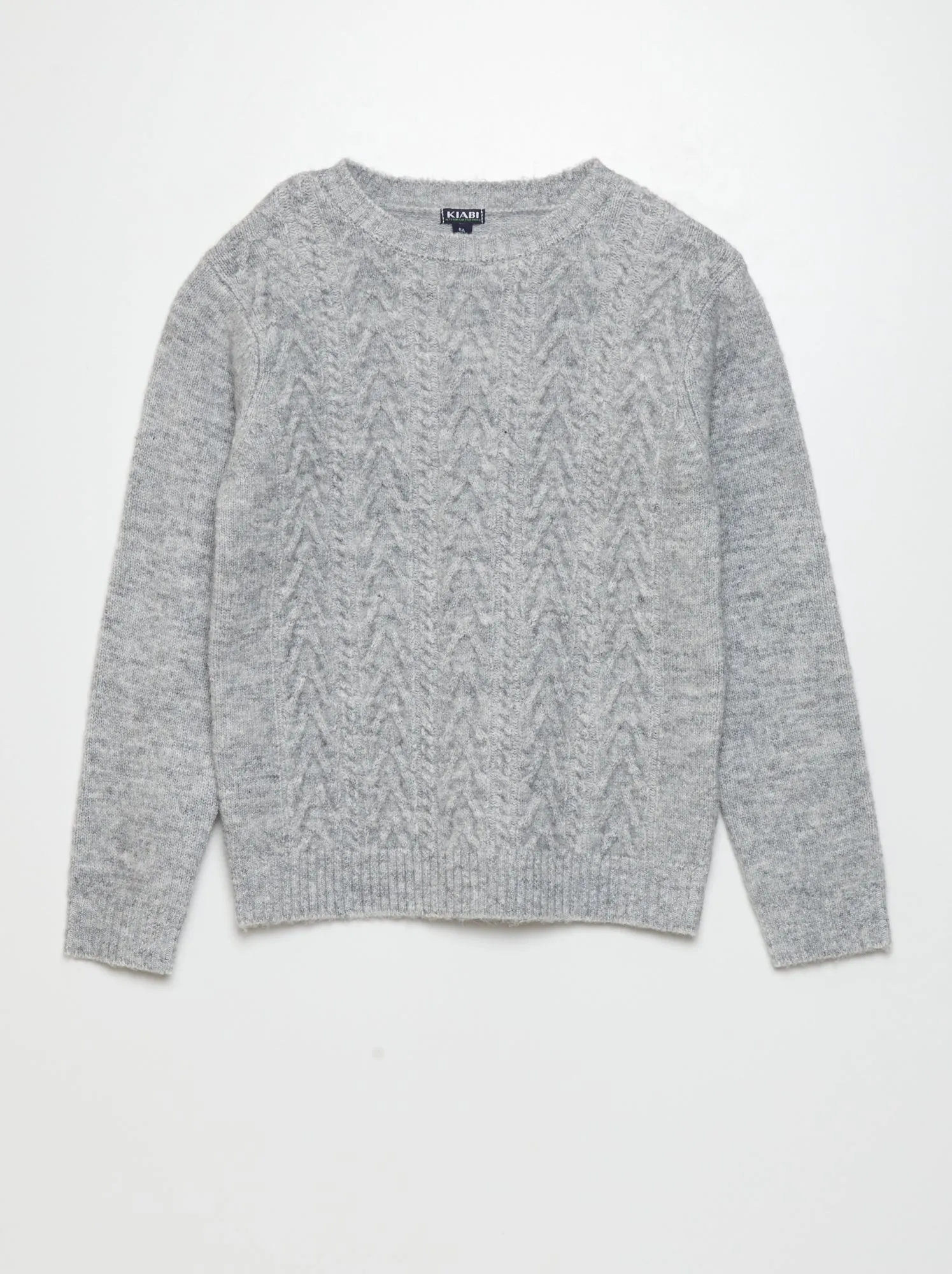 Pullover in maglia con lavorazione a trecce - GRIGIO