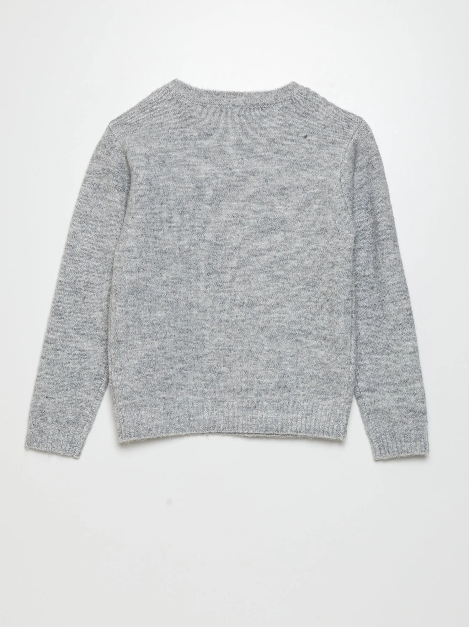 Pullover in maglia con lavorazione a trecce - GRIGIO