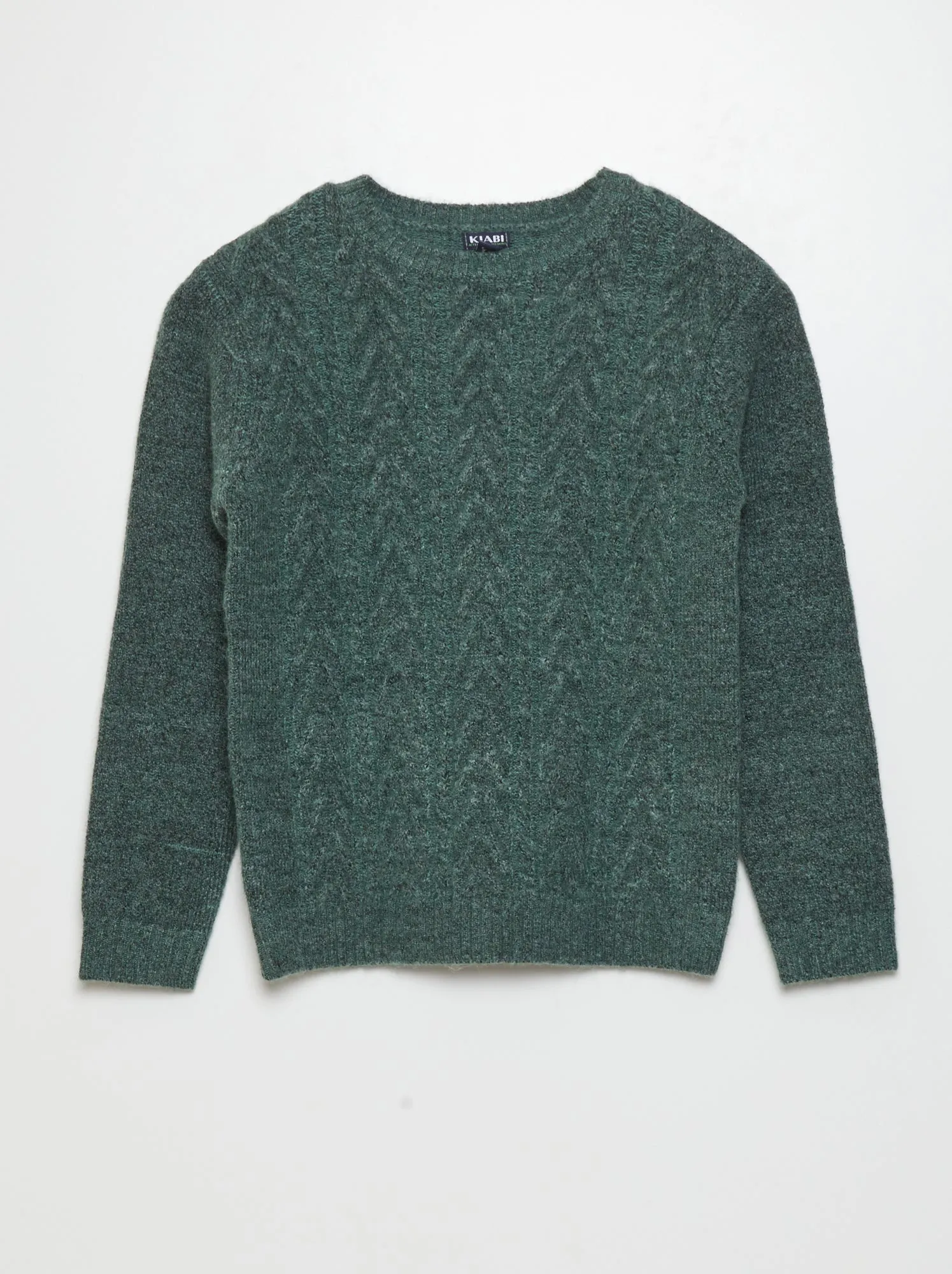 Pullover in maglia con lavorazione a trecce - VERDE