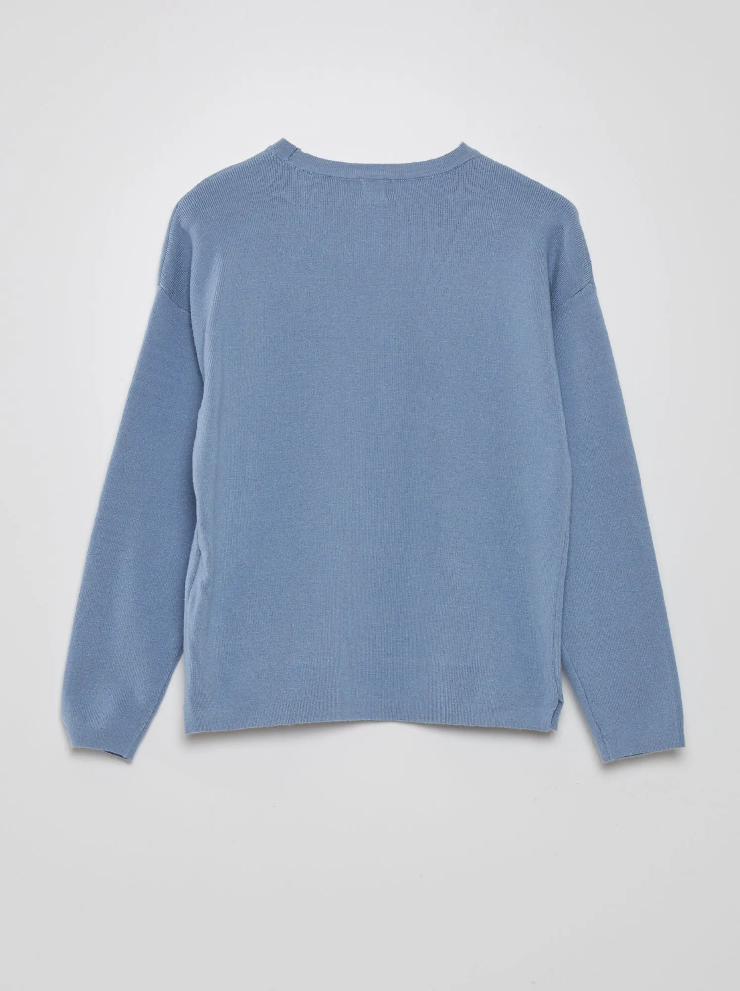 Pullover in maglia con scollo tondo - BLU