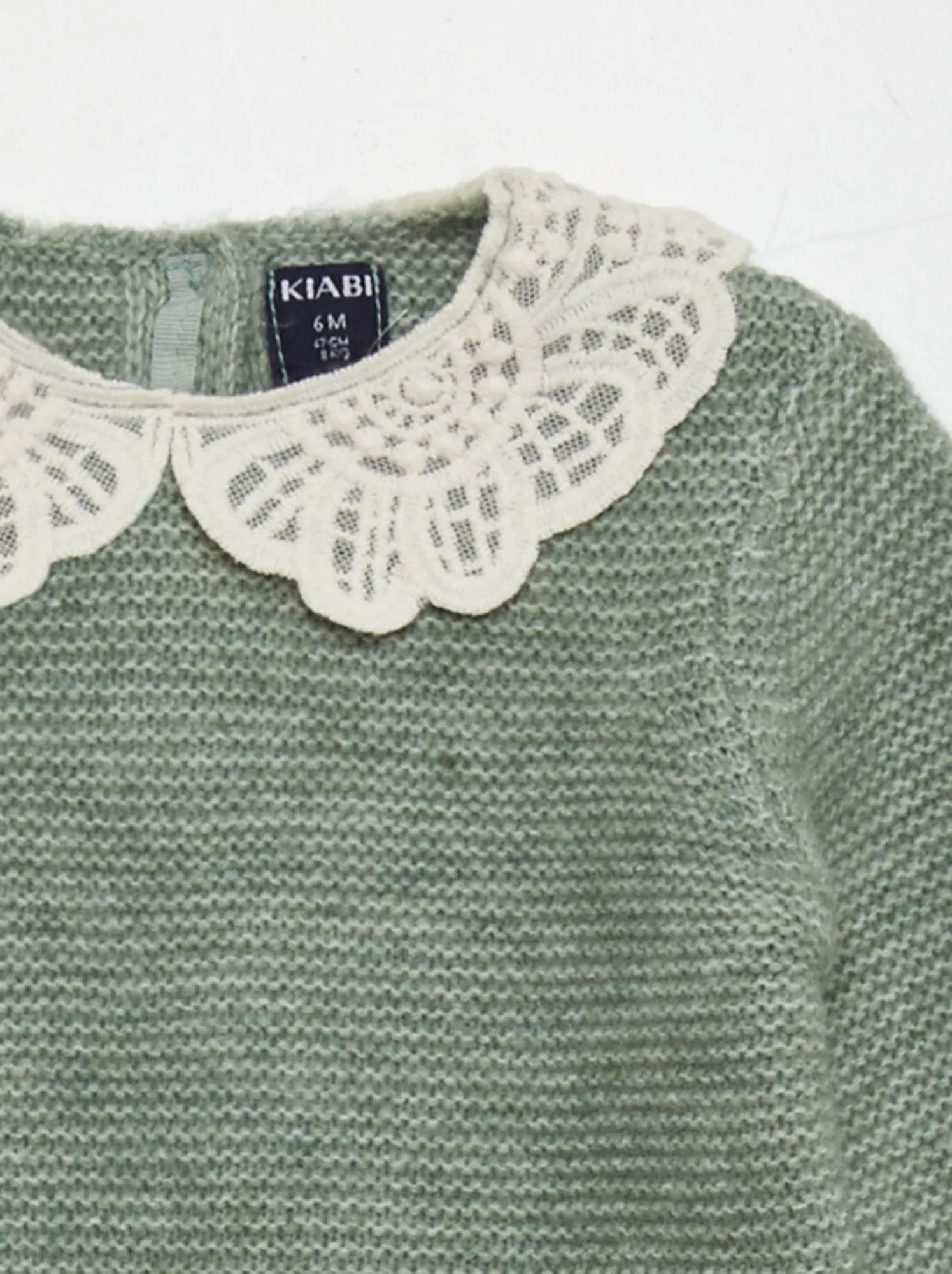 Pullover in maglia punto legaccio con colletto fantasia - VERDE