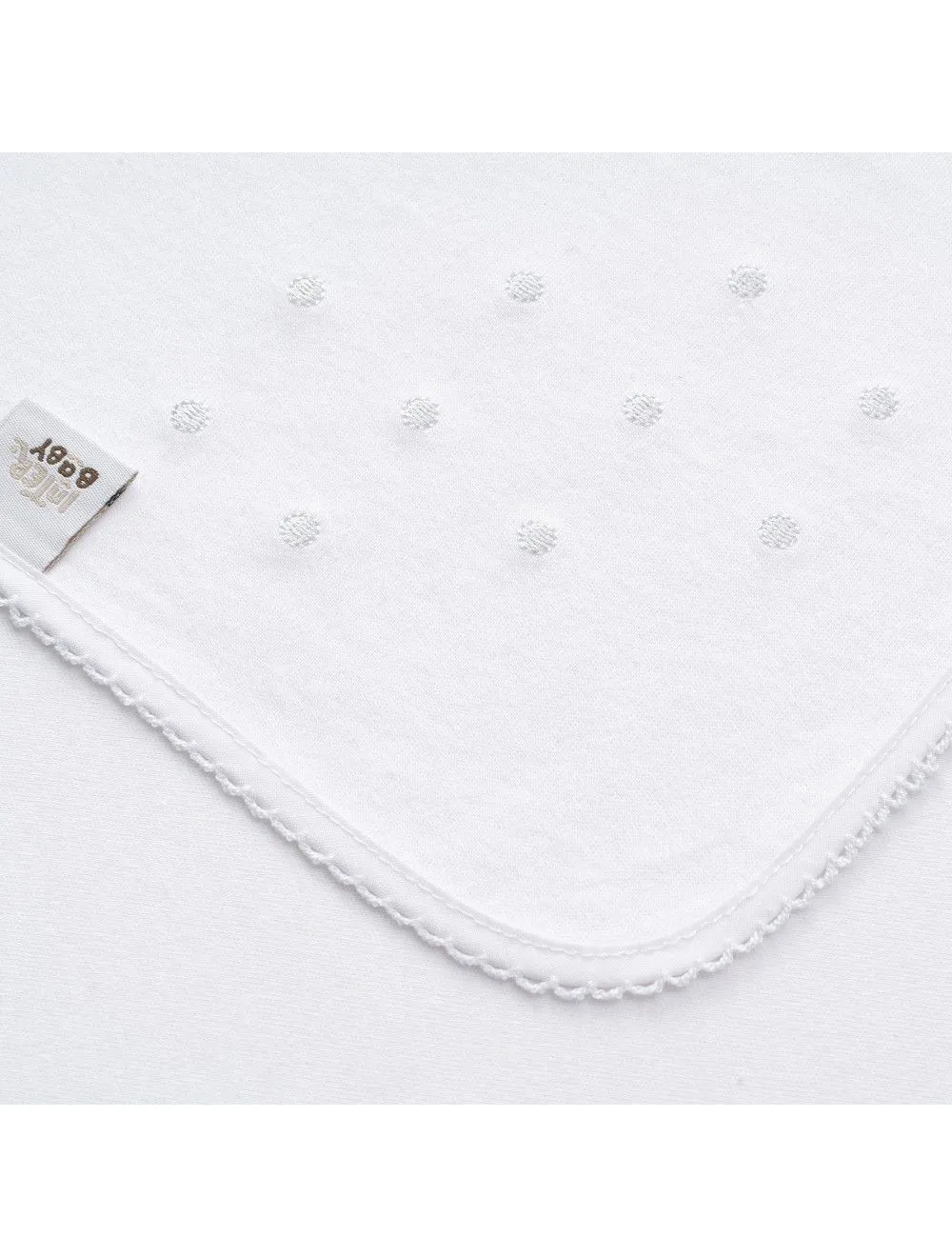  QUADRATO NEONATO IN COTONE RICAMATO - BIANCO 