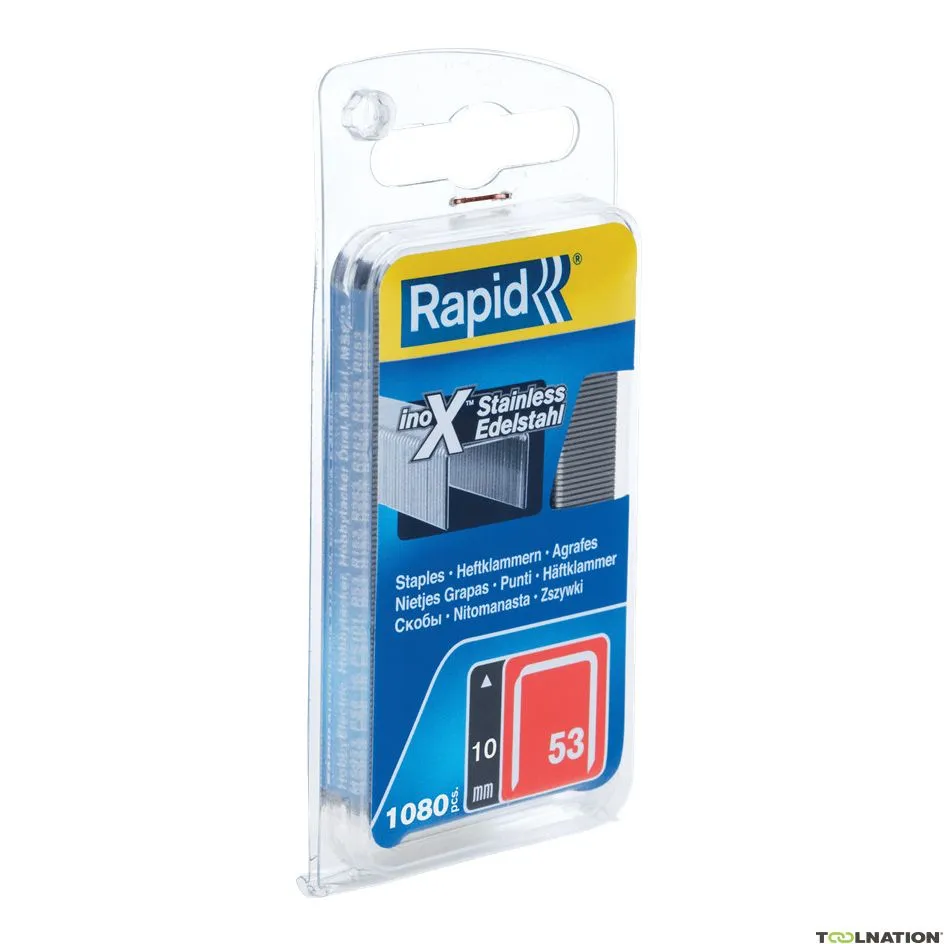 Rapid 40109511 N. 53 punti metallici a filo sottile in acciaio inox 10 mm  1.080 pezzi