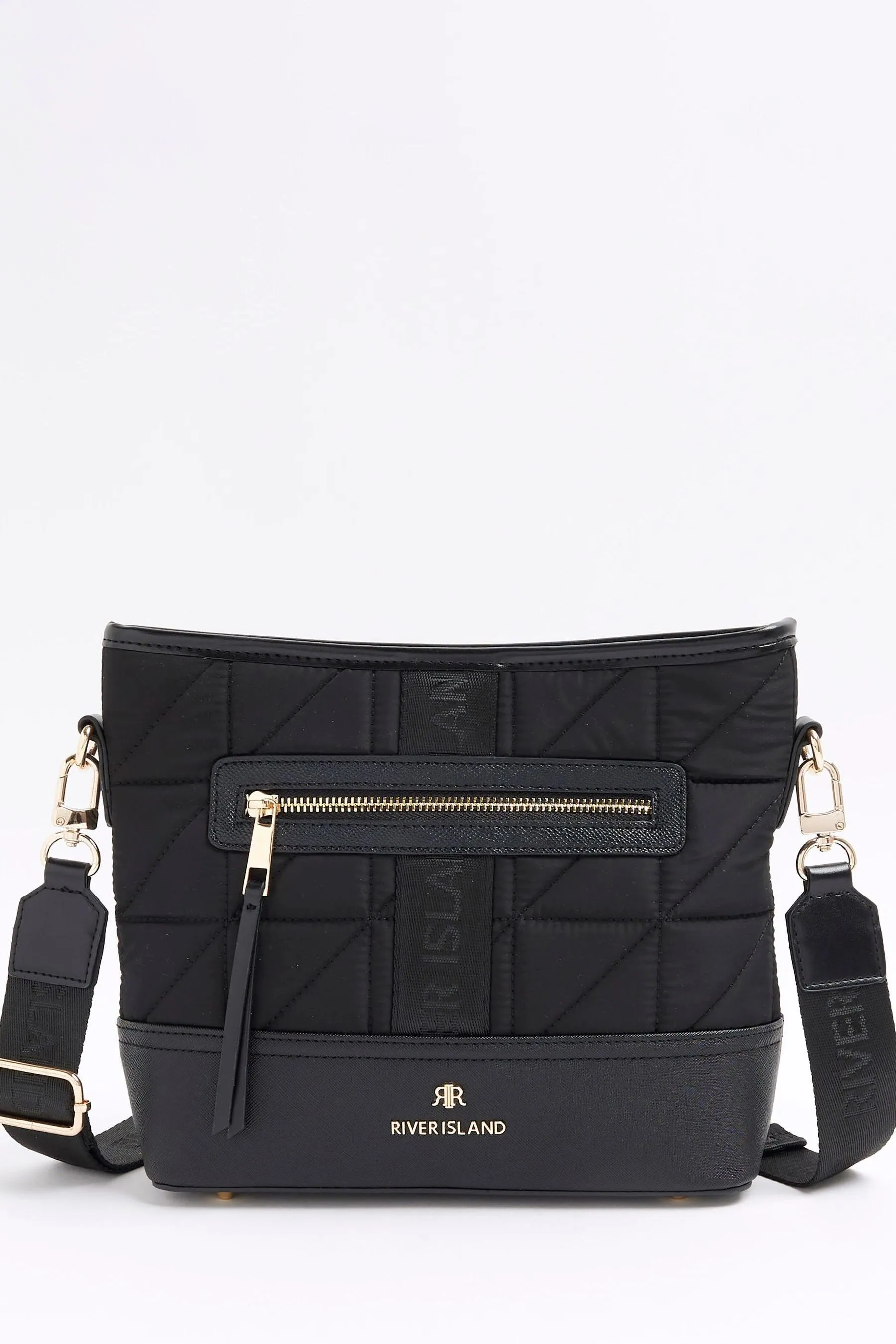 River Island - Borsa a tracolla a secchiello trapuntato in tela