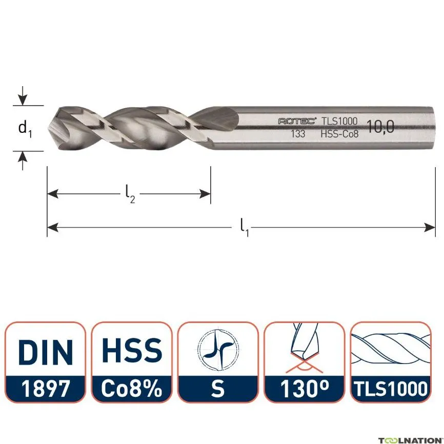 Rotec 133.1100 Punta per lamiera HSS-E, DIN1897, tipo TLS1000, Ø11,0