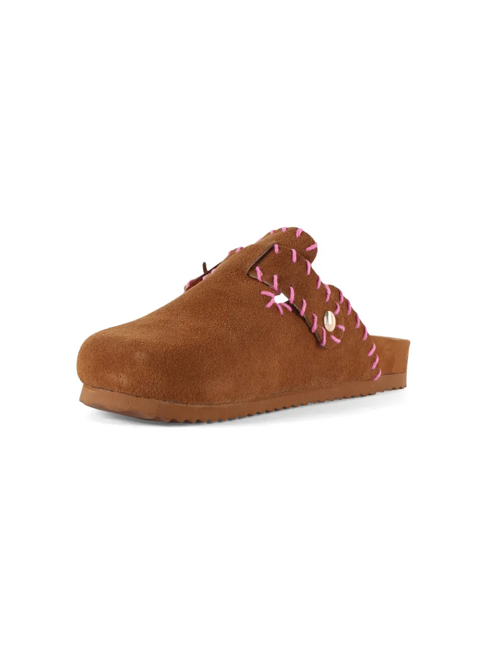 Sabot in suede con dettagli a contrasto