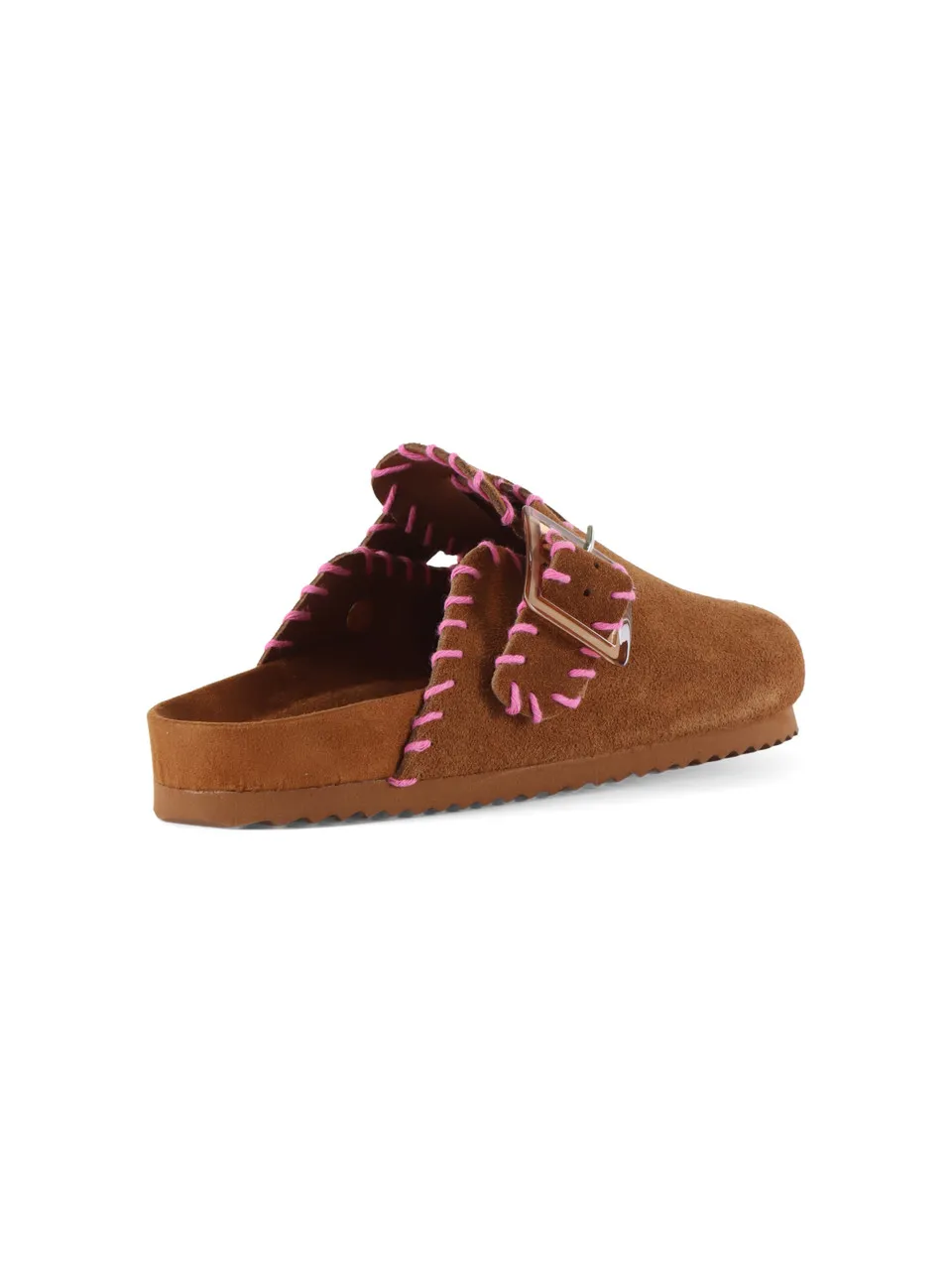 Sabot in suede con dettagli a contrasto