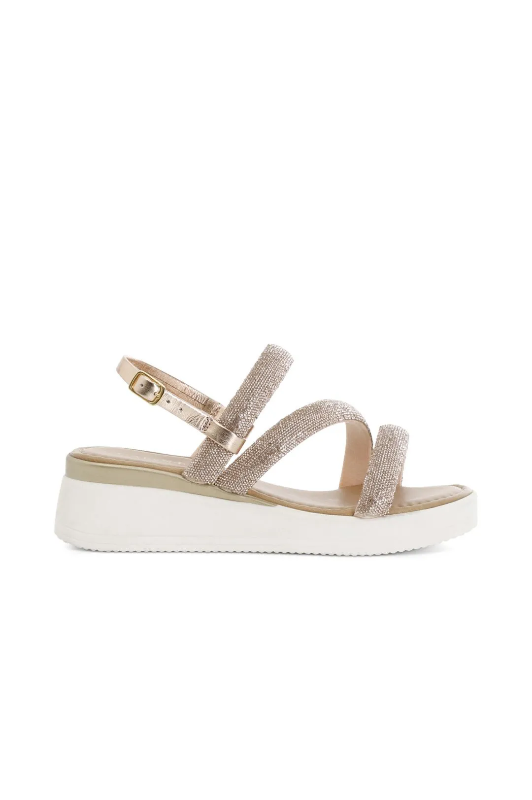 sandali asimmetrco con strass cipria