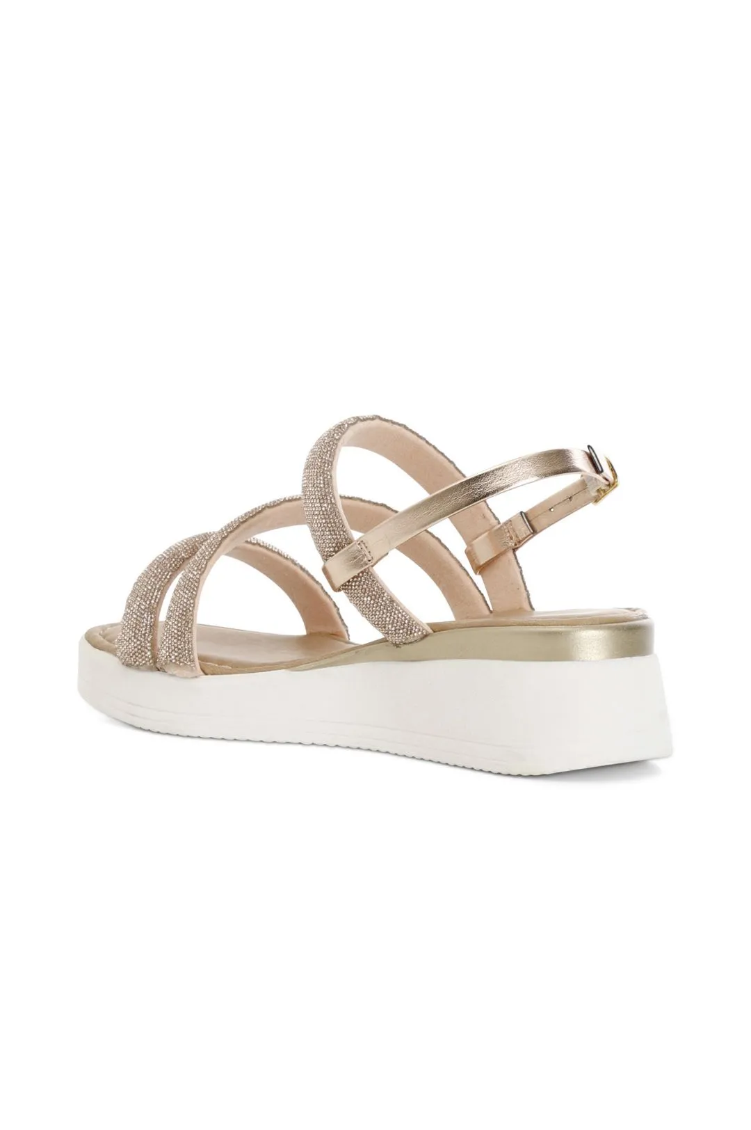 sandali asimmetrco con strass cipria
