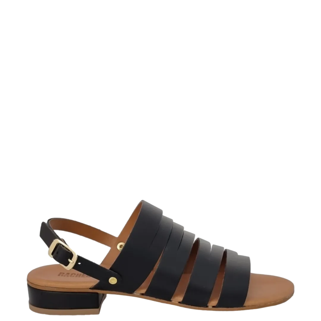 Sandali bassi multifascette pelle nero