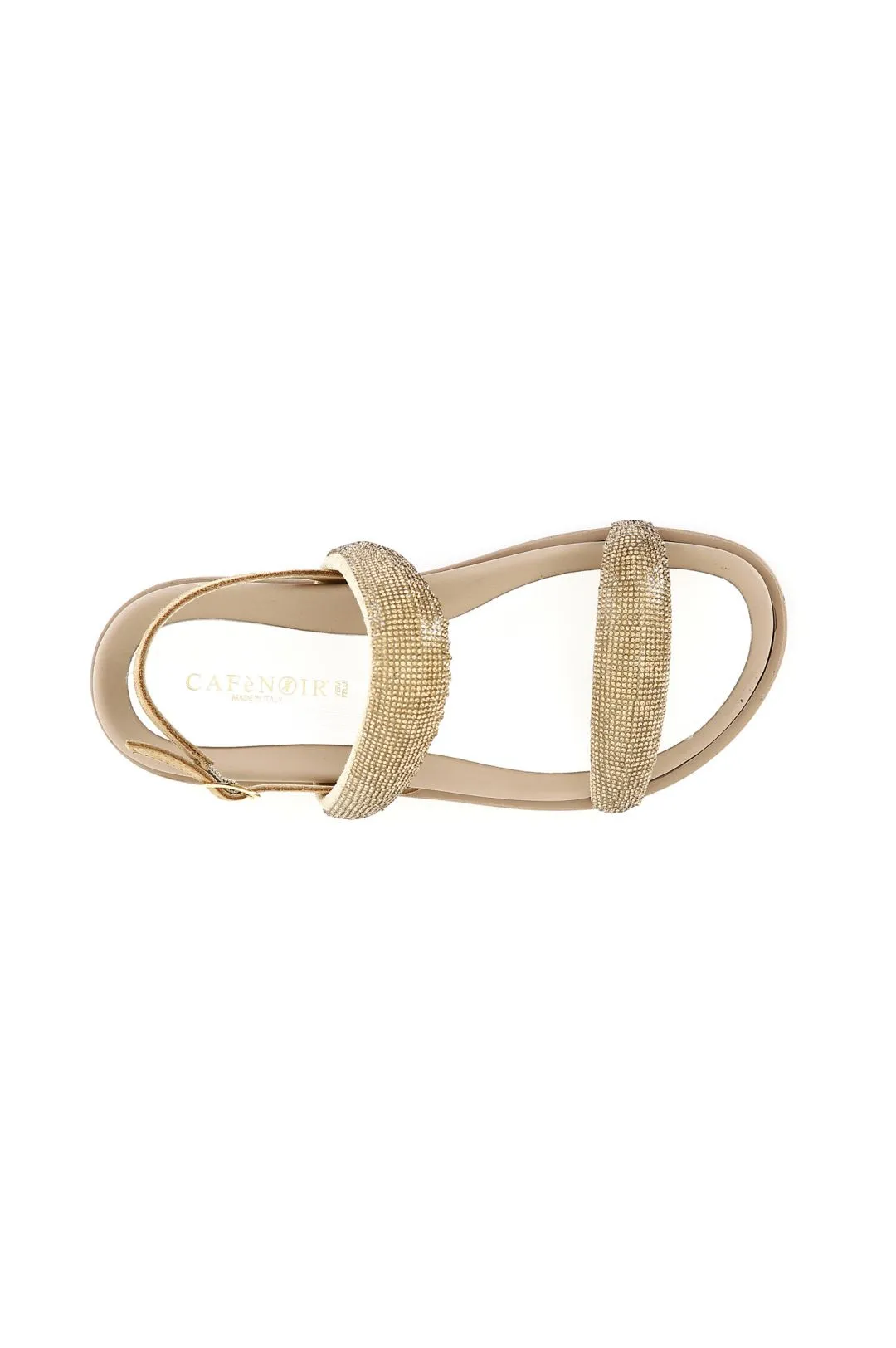 sandali due fasce con strass platino