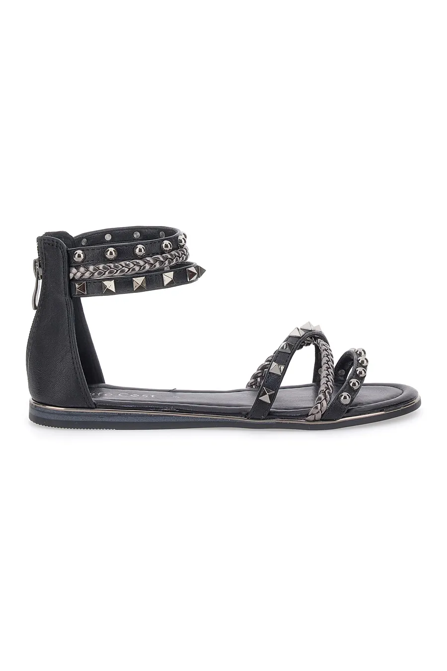 Sandali Neri Flat Con Borchie Cafe' Cost 1404