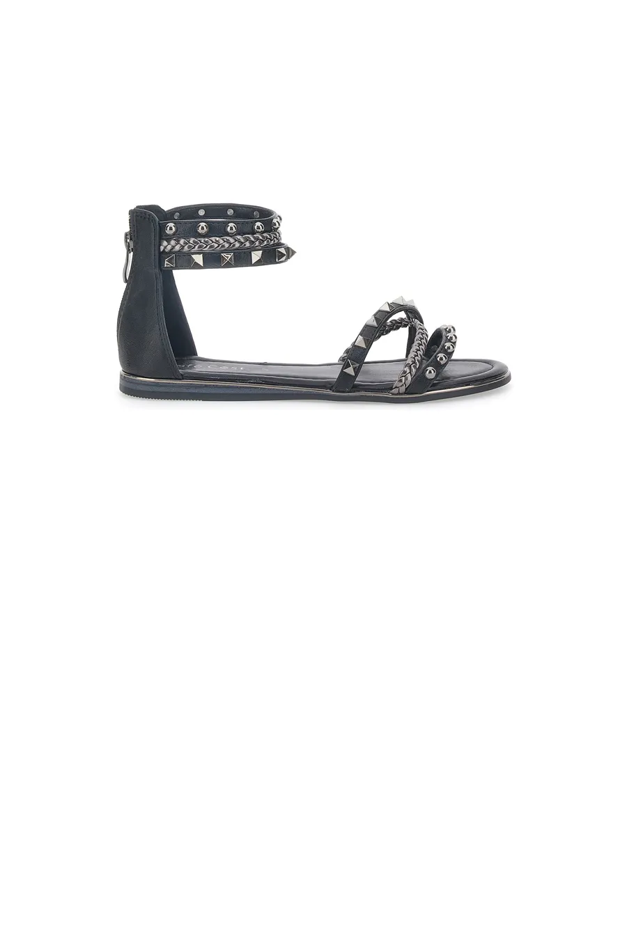 Sandali Neri Flat Con Borchie Cafe' Cost 1404