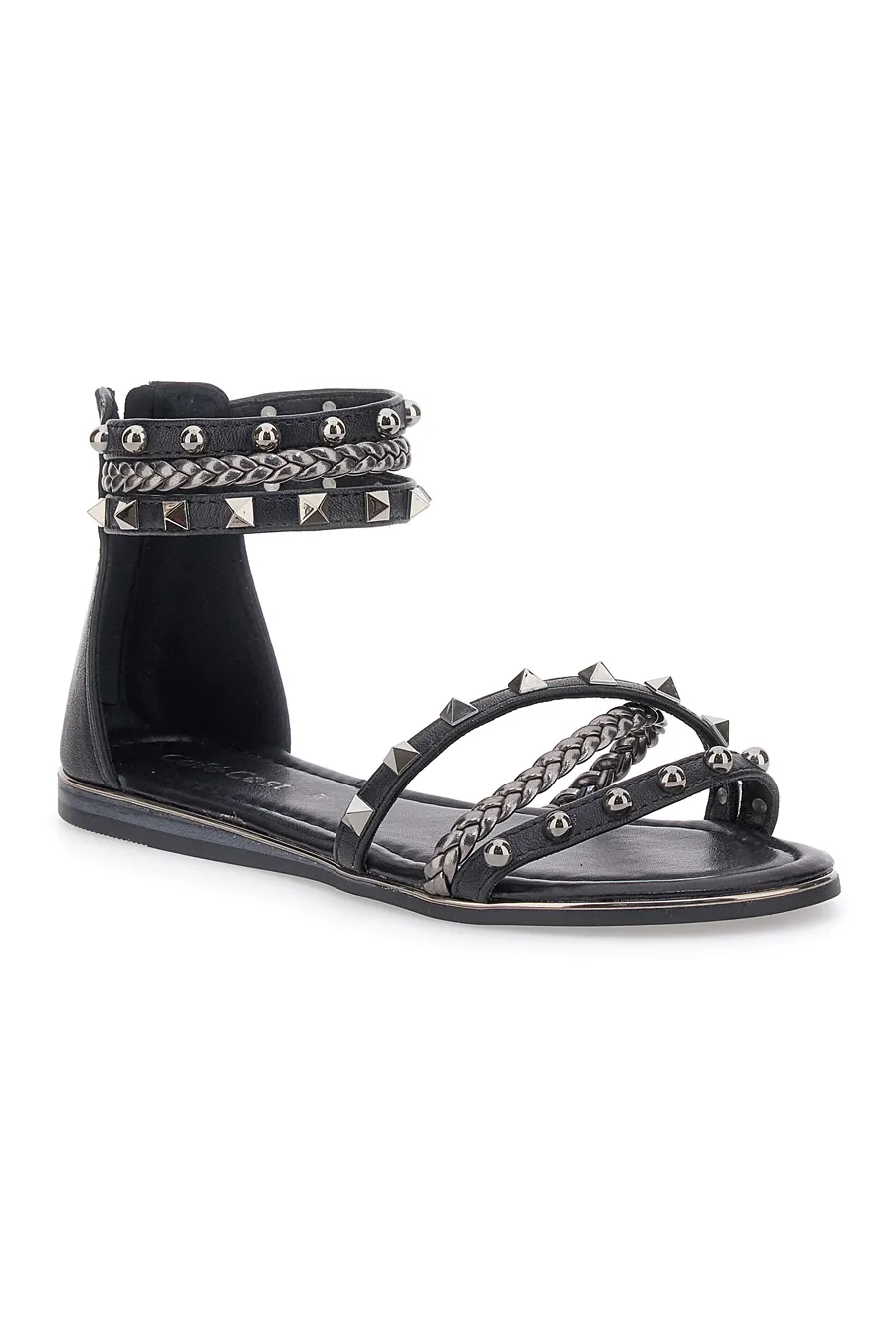 Sandali Neri Flat Con Borchie Cafe' Cost 1404