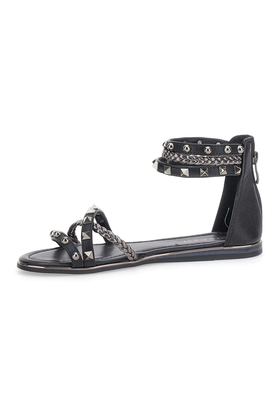 Sandali Neri Flat Con Borchie Cafe' Cost 1404