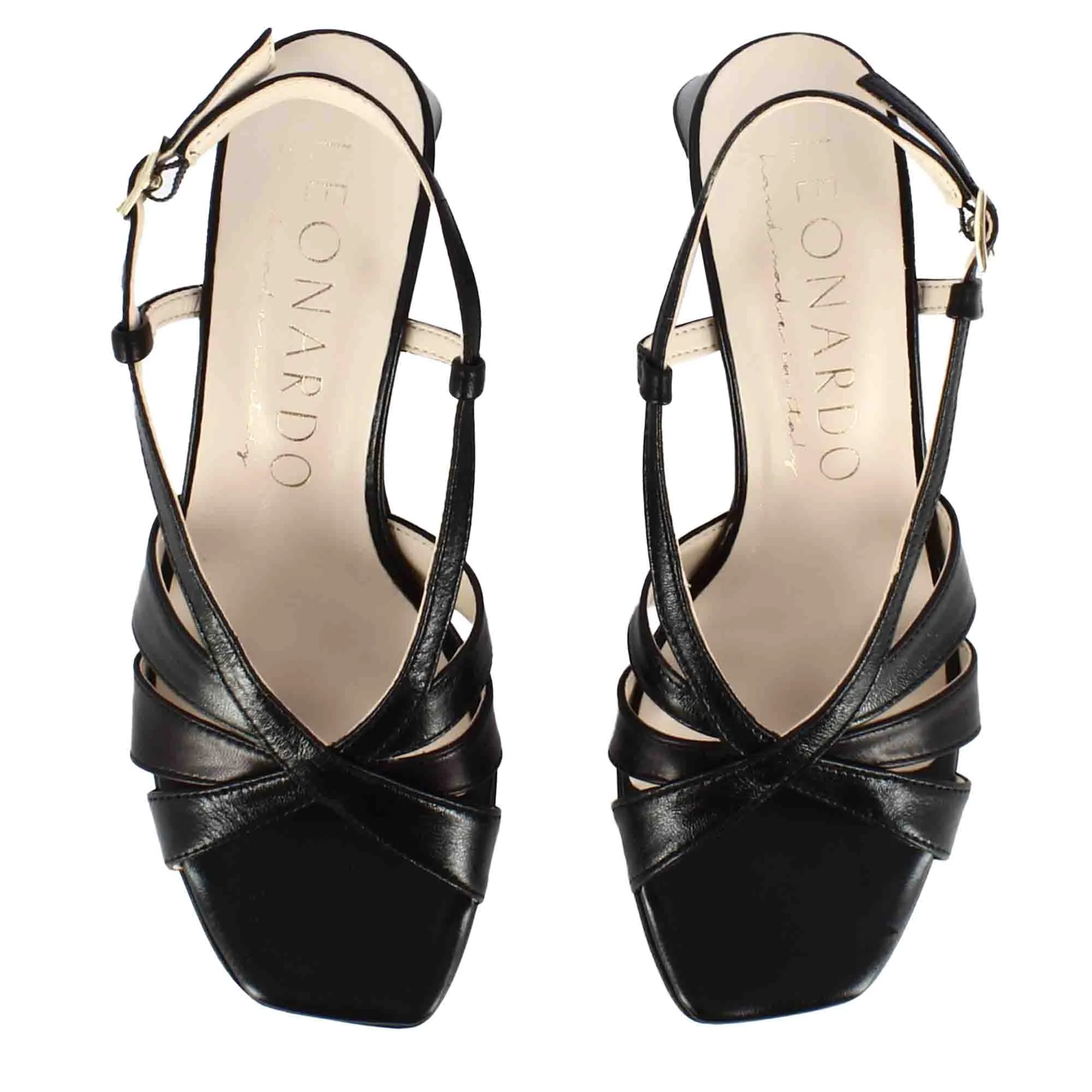 Sandalo da donna classico in pelle colore nero con fasce