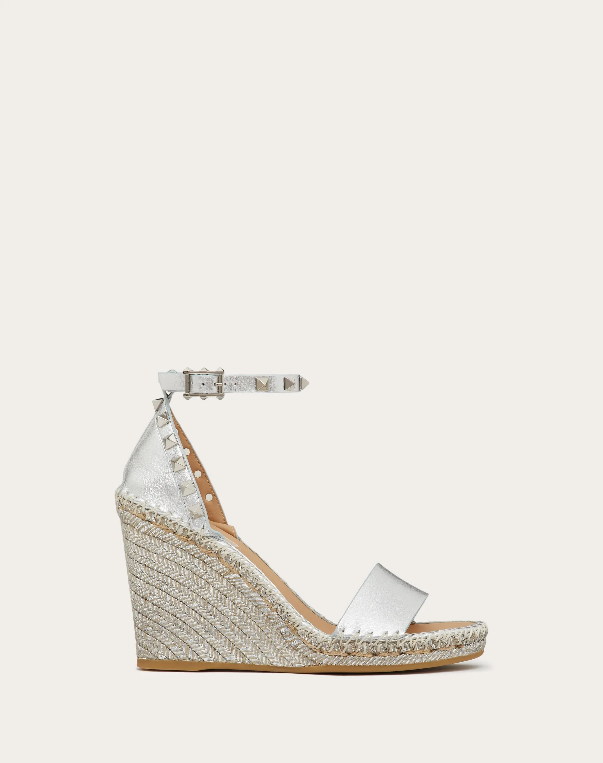 SANDALO ZEPPA ROCKSTUD DOUBLE IN NAPPA LAMINATA 105 MM