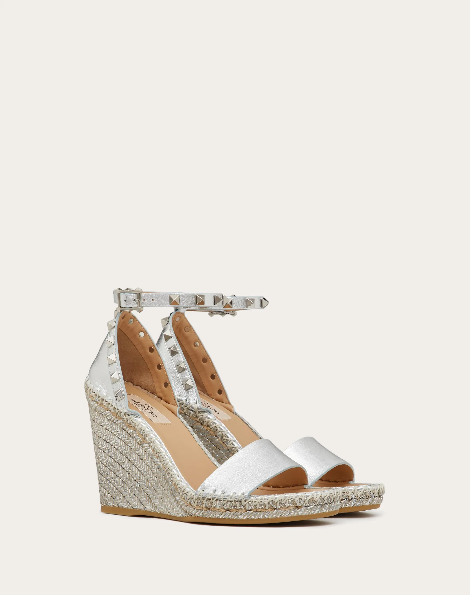 SANDALO ZEPPA ROCKSTUD DOUBLE IN NAPPA LAMINATA 105 MM