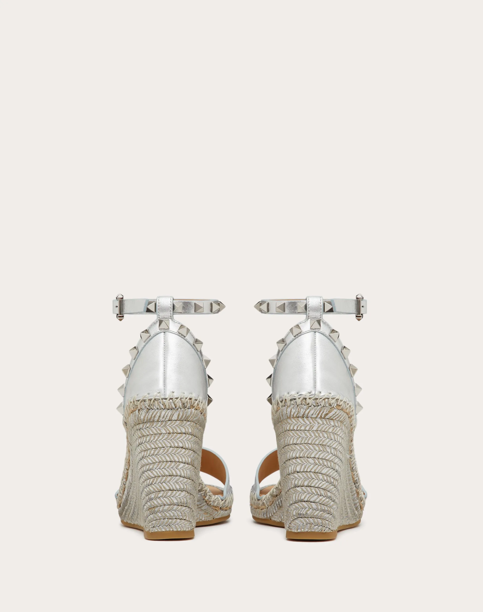 SANDALO ZEPPA ROCKSTUD DOUBLE IN NAPPA LAMINATA 105 MM