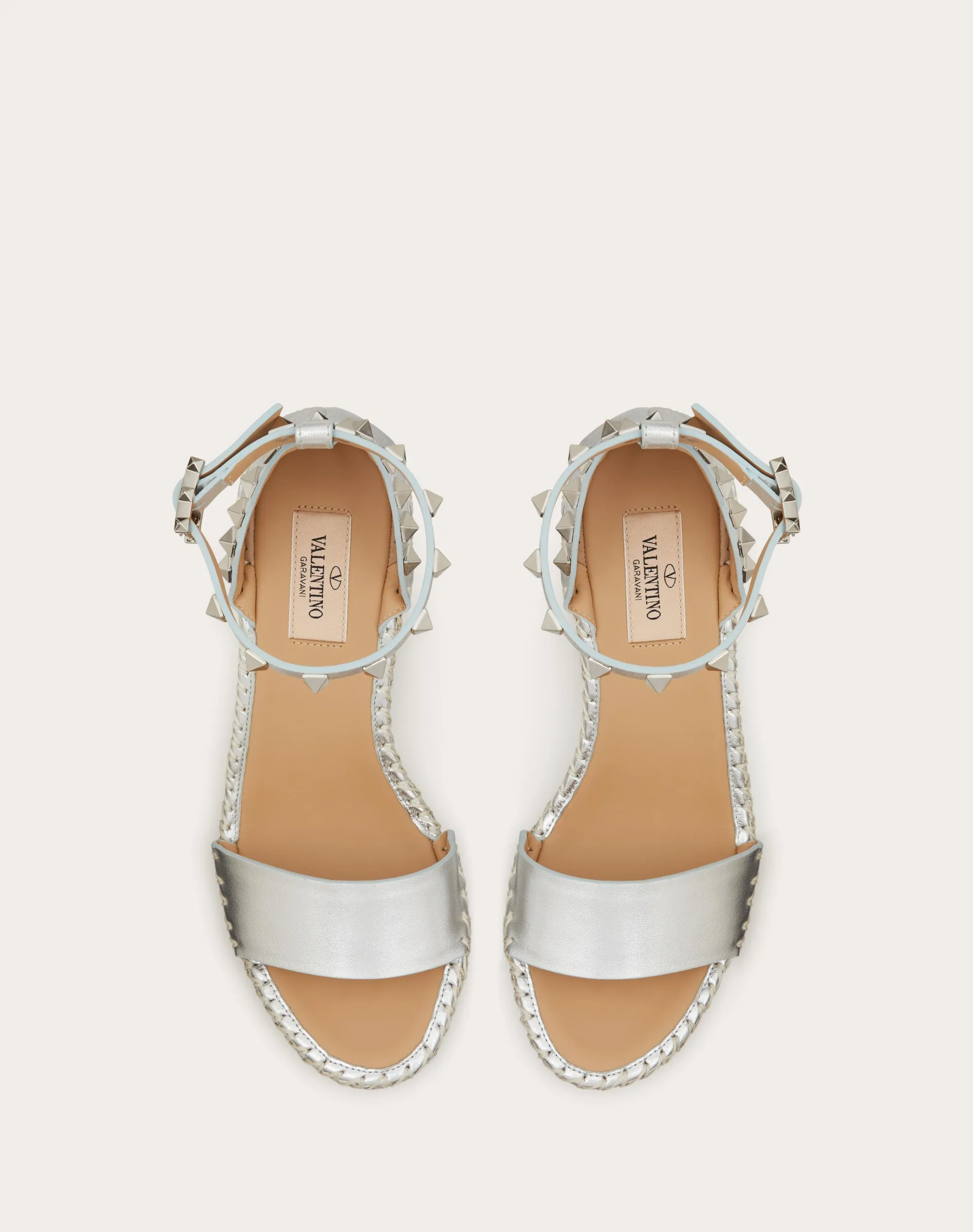 SANDALO ZEPPA ROCKSTUD DOUBLE IN NAPPA LAMINATA 105 MM