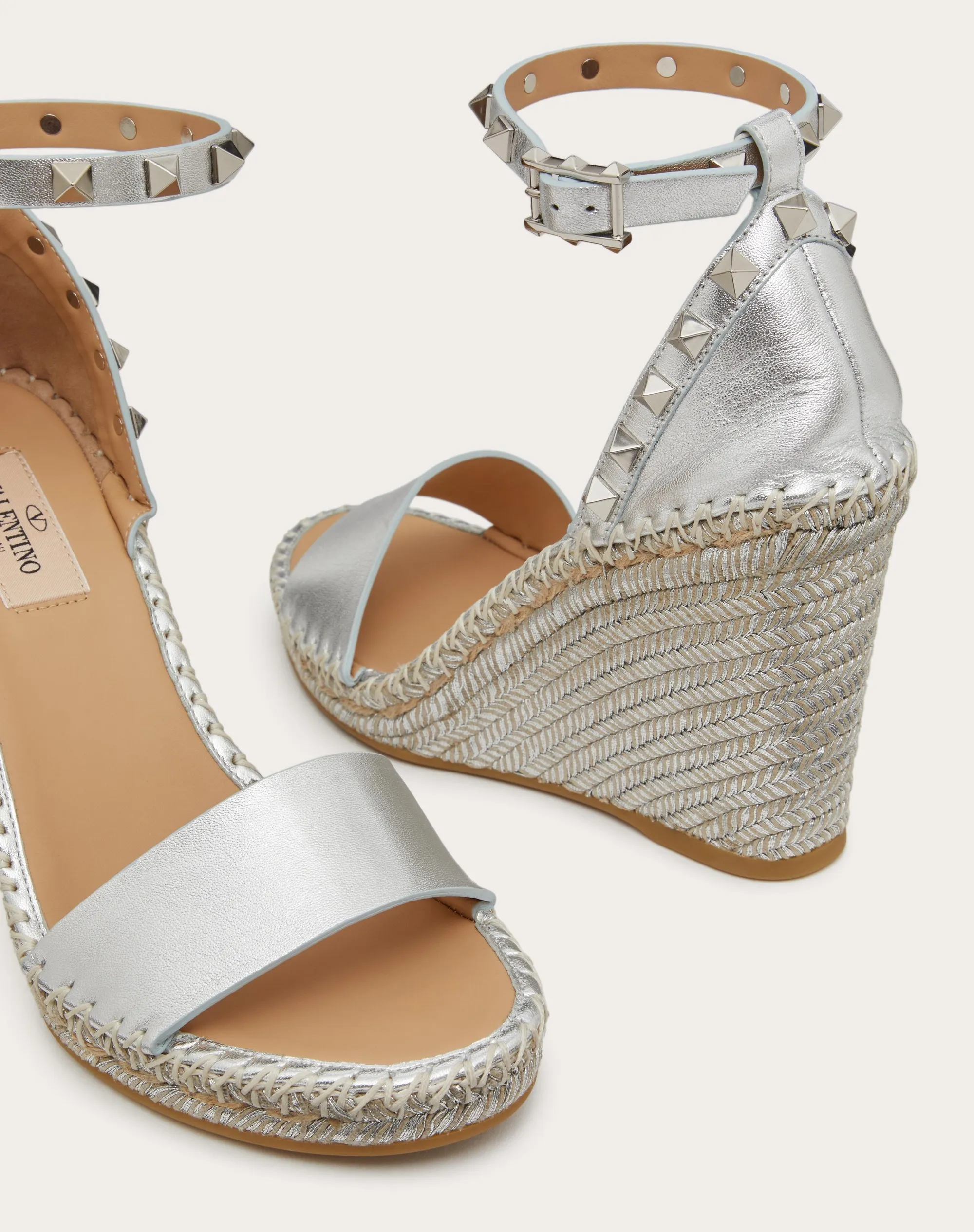 SANDALO ZEPPA ROCKSTUD DOUBLE IN NAPPA LAMINATA 105 MM
