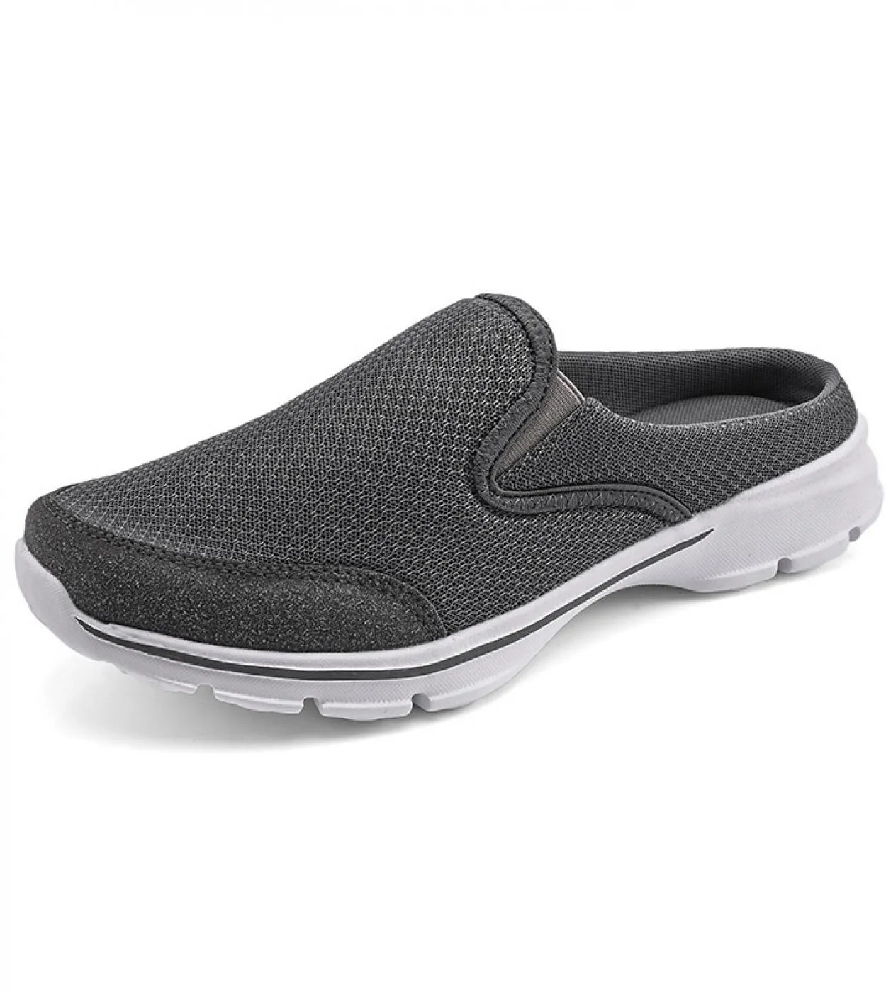 Scarpe casual da uomo New Summer Trend Mesh Traspirante Mezze scarpe da uomo Slip On Mezze pantofole nere Calzature maschili Cas