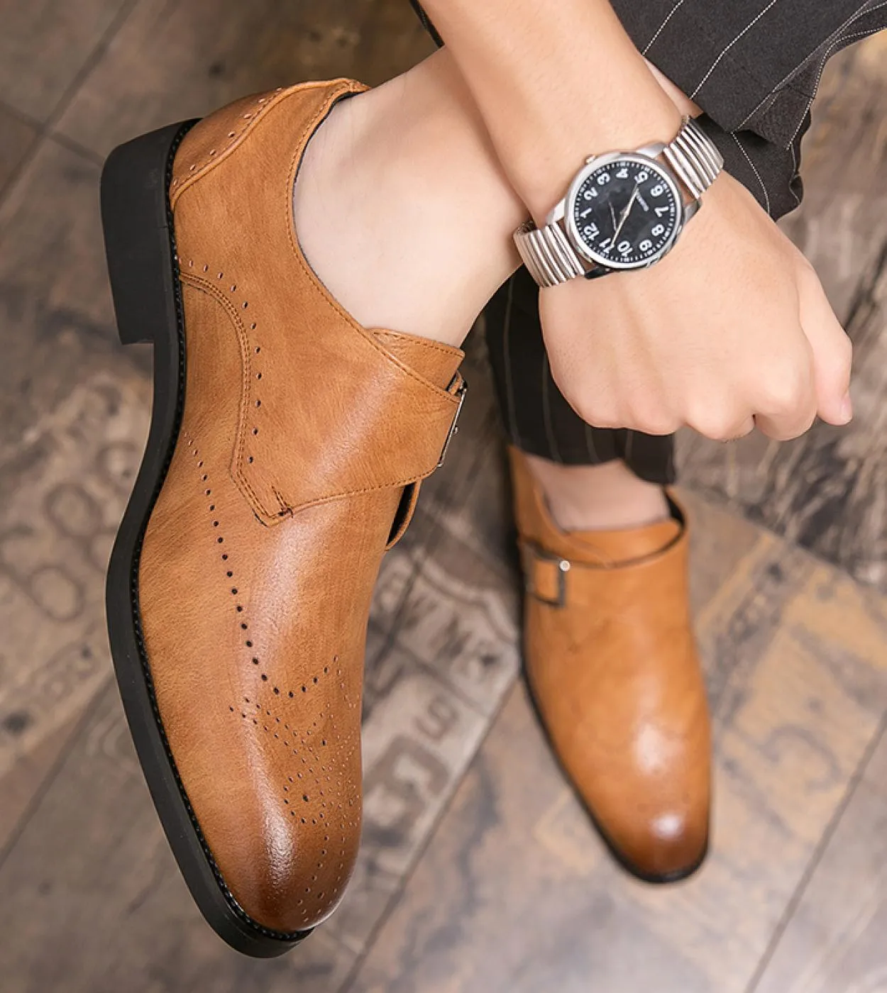 Scarpe da uomo in pelle causale Oxford da uomo Slip On Mocassini da lavoro formali Scarpe da monaco maschili Scarpe da sera alla