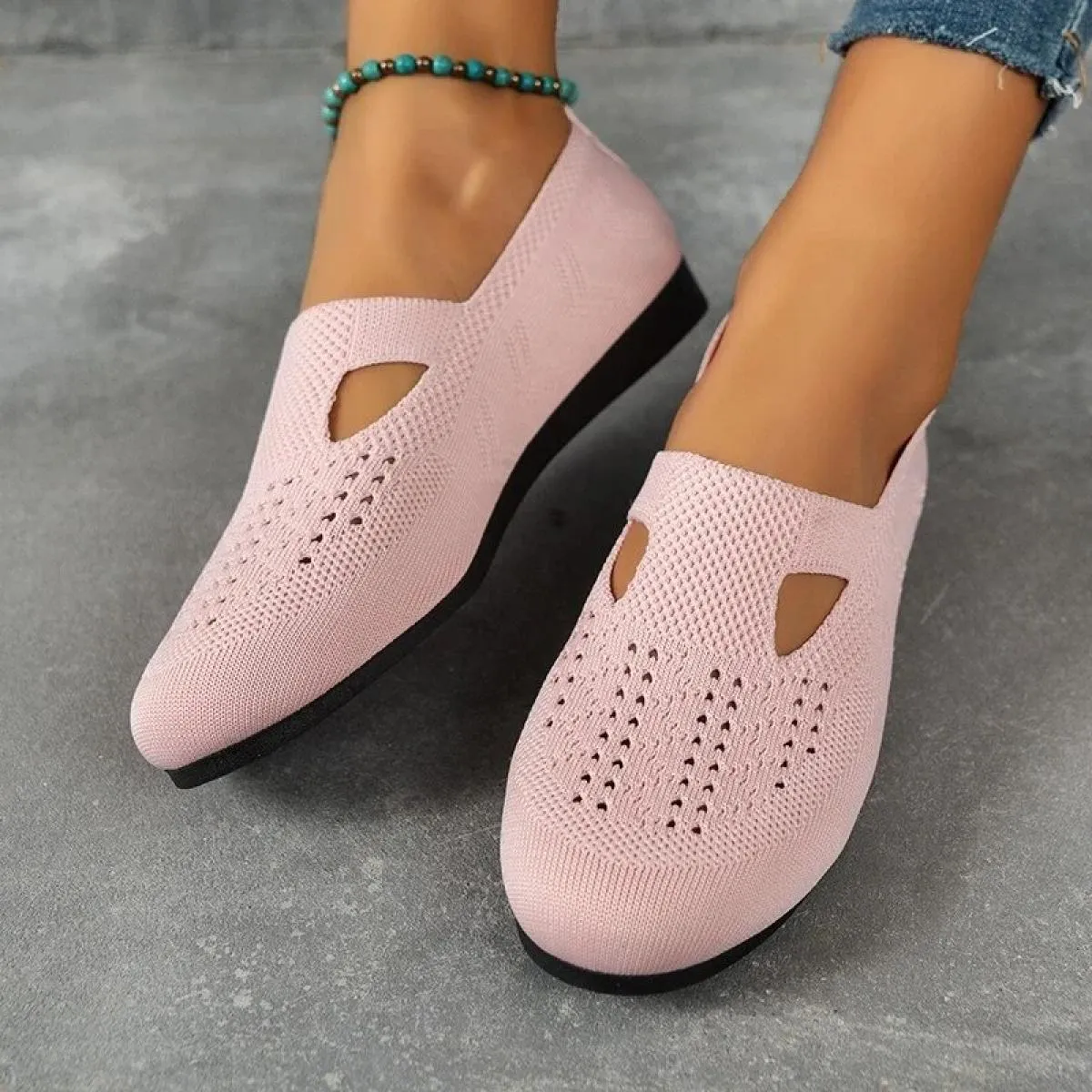 Scarpe nuove da donna Mesh leggere e traspiranti slip on scarpe casual tinta unita scarpe basse versatili a basso aiuto