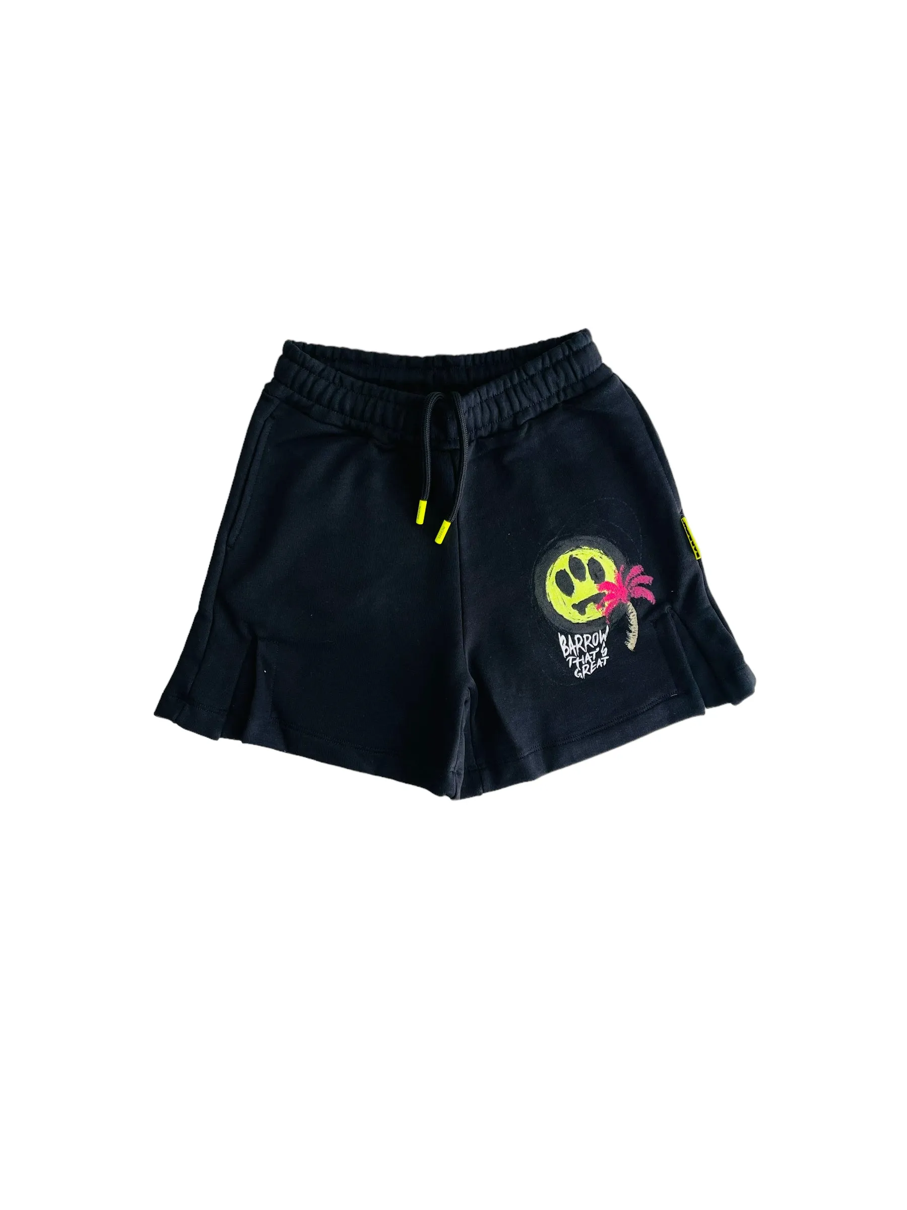 Short nero in felpa con logo per bambina