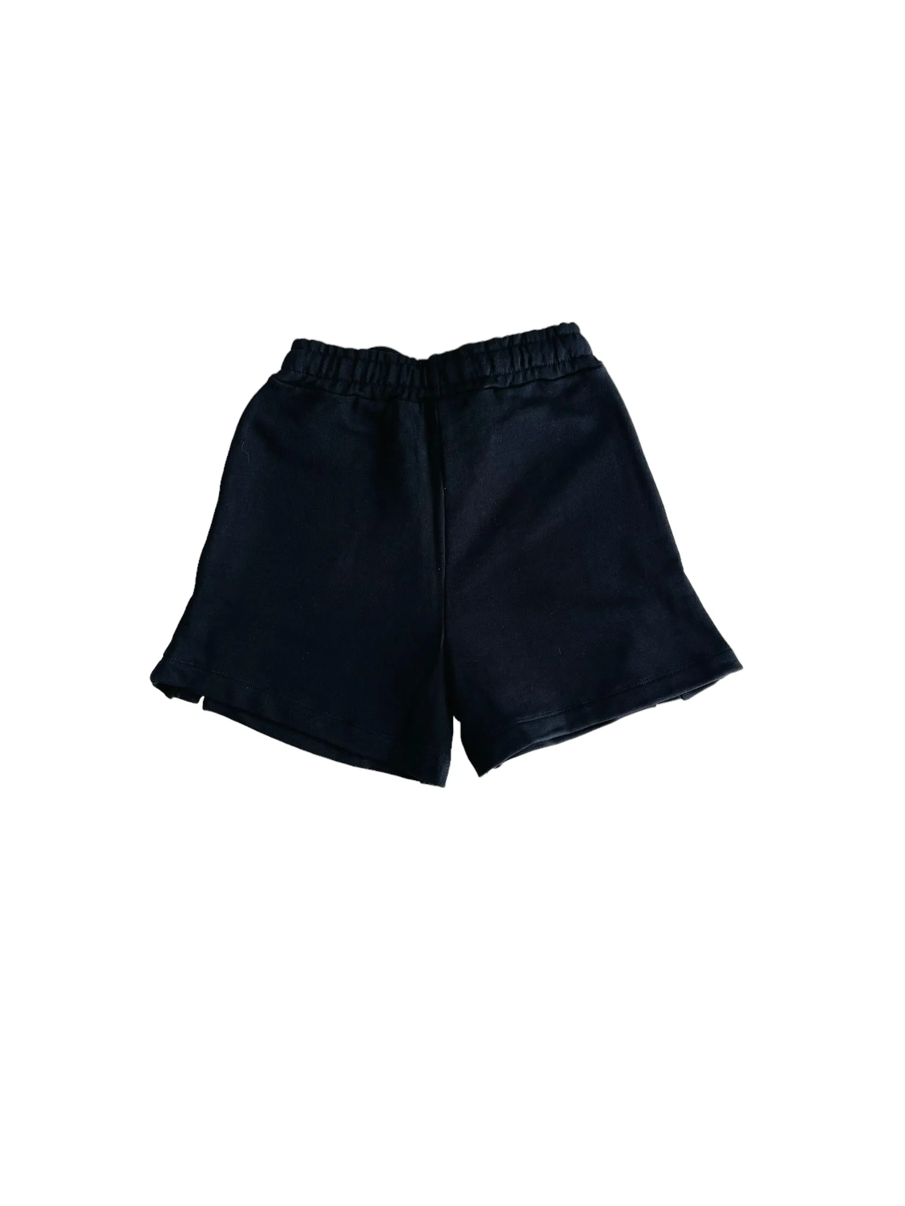 Short nero in felpa con logo per bambina
