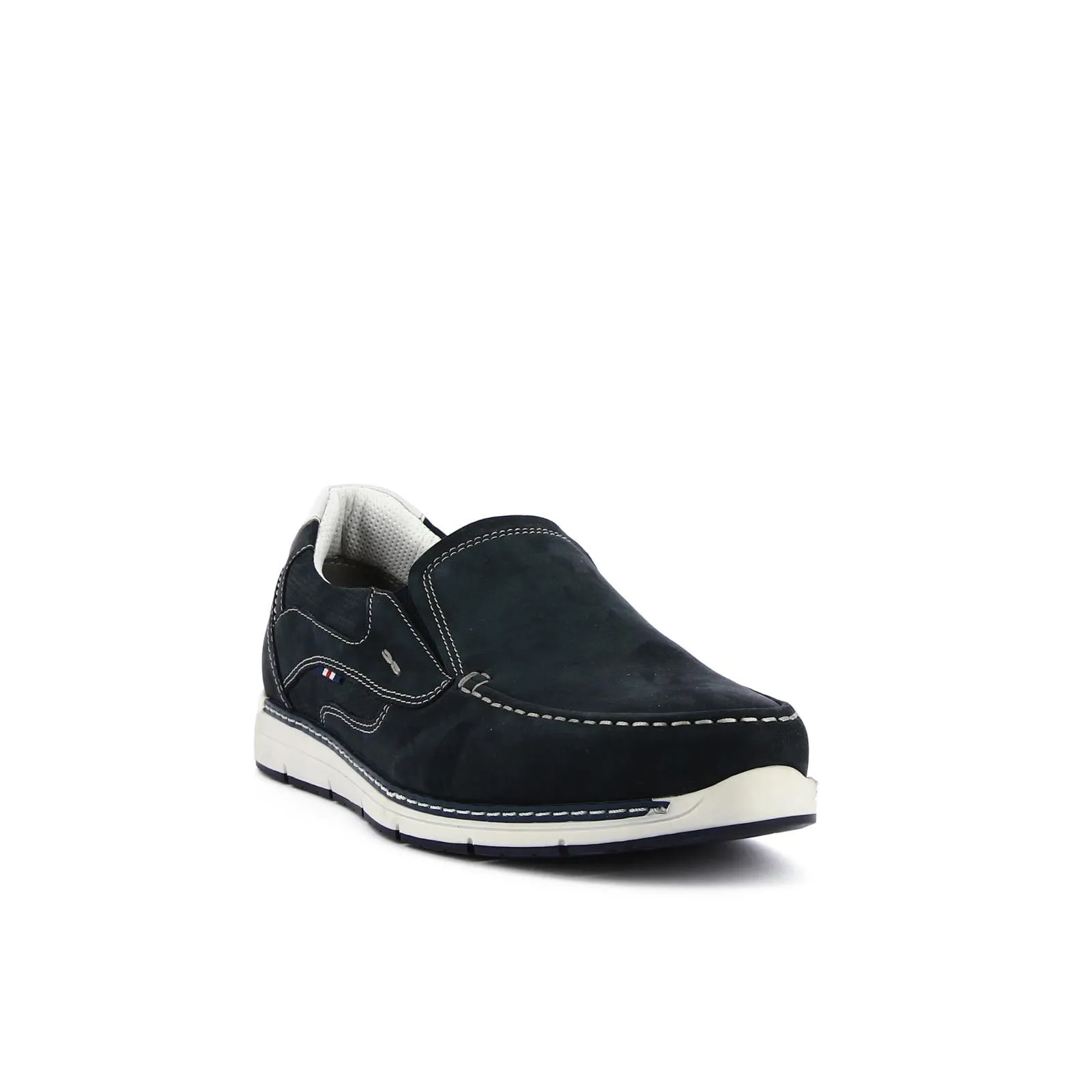 Slip-on blu in pelle con cuciture