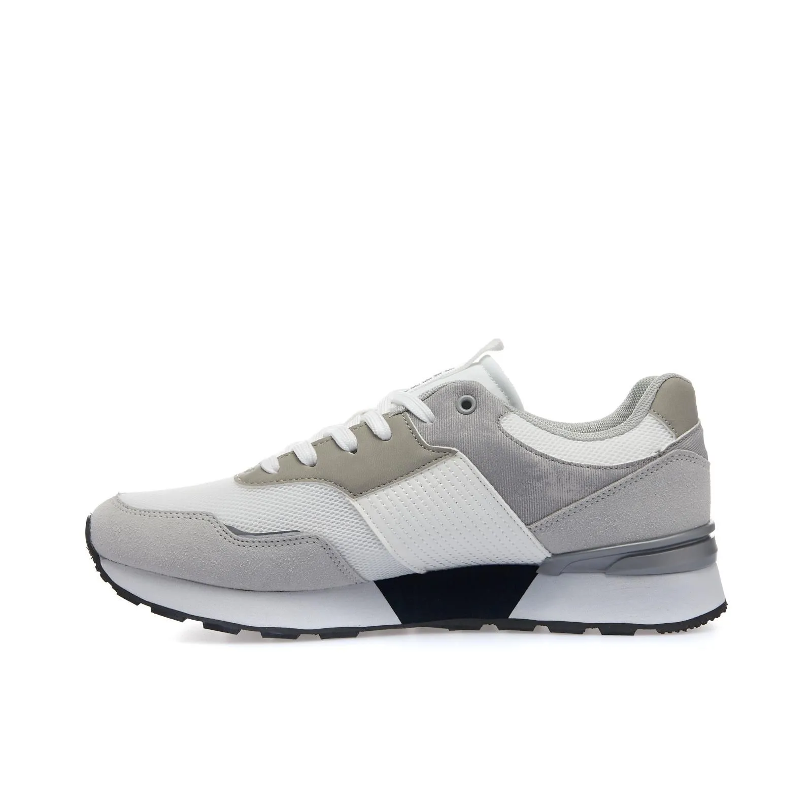 Sneakers grigie e bianche con suola in gomma