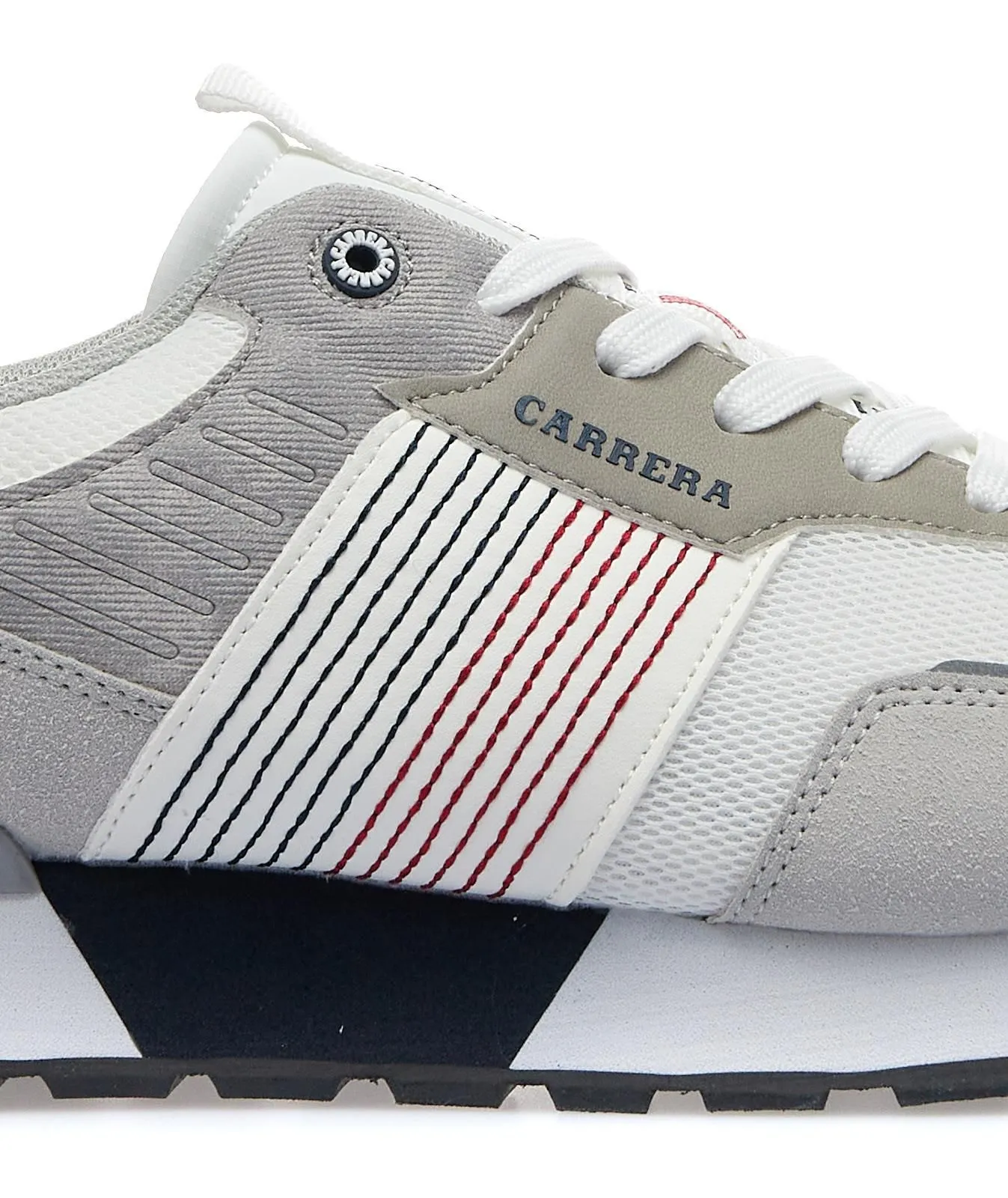 Sneakers grigie e bianche con suola in gomma