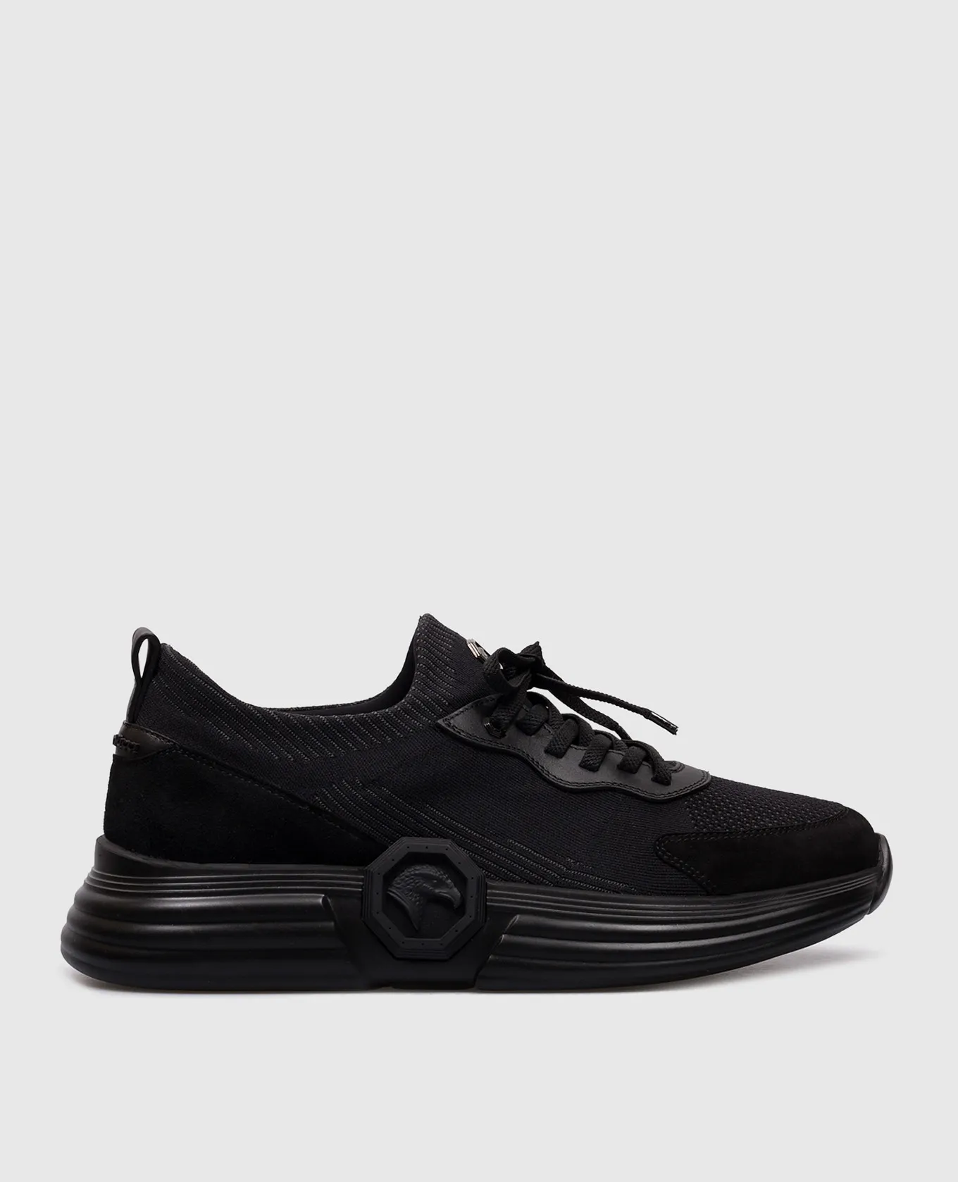 Stefano Ricci Sneakers combinate nere con l'immagine della testa di un'aquila UZ27G6555TSSDPW