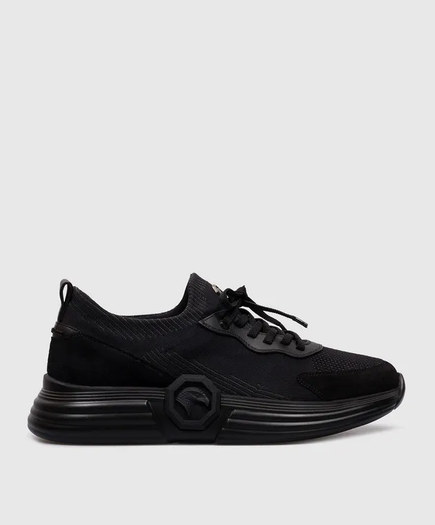 Stefano Ricci Sneakers combinate nere con l'immagine della testa di un'aquila UZ27G6555TSSDPW