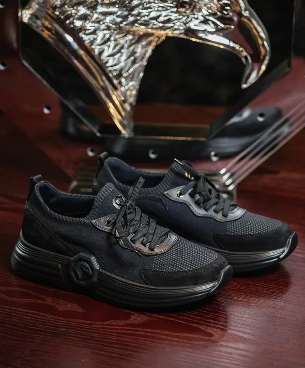 Stefano Ricci Sneakers combinate nere con l'immagine della testa di un'aquila UZ27G6555TSSDPW